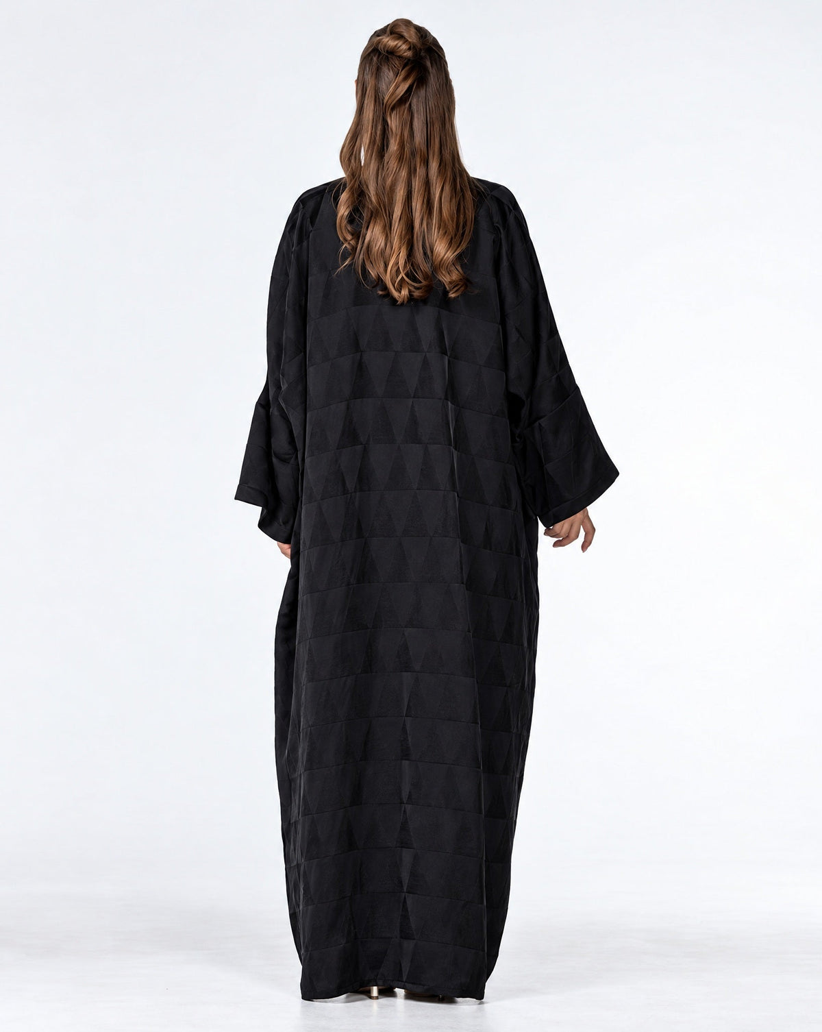 Mocha – Black Jacquard Abaya - ORANGE BLOSSOM - MIRA Y MANO