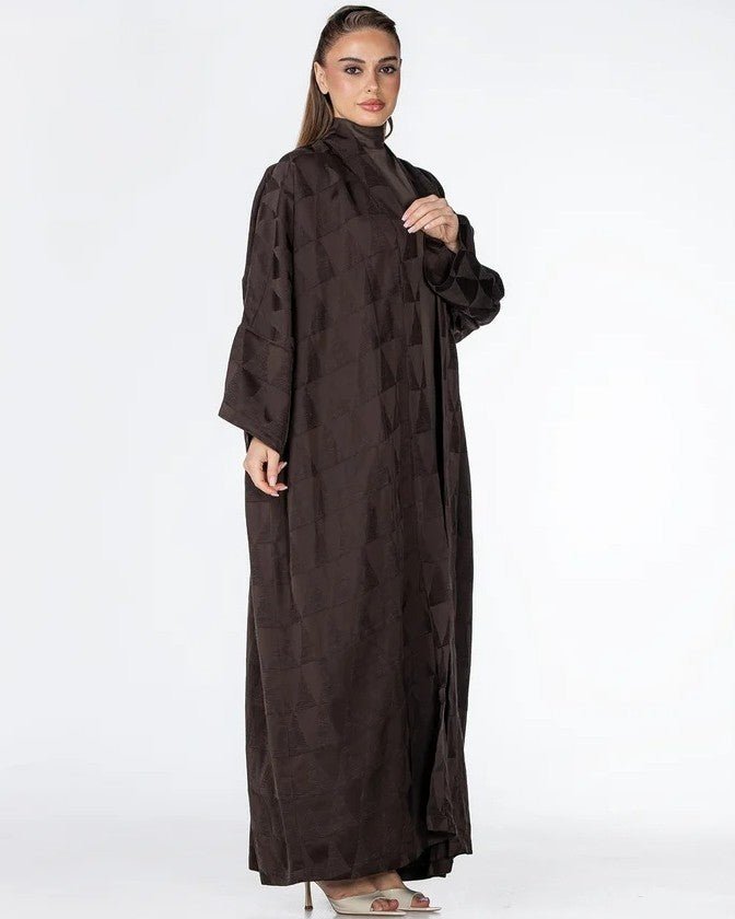 Mocha – Brown Jacquard Abaya - ORANGE BLOSSOM - MIRA Y MANO