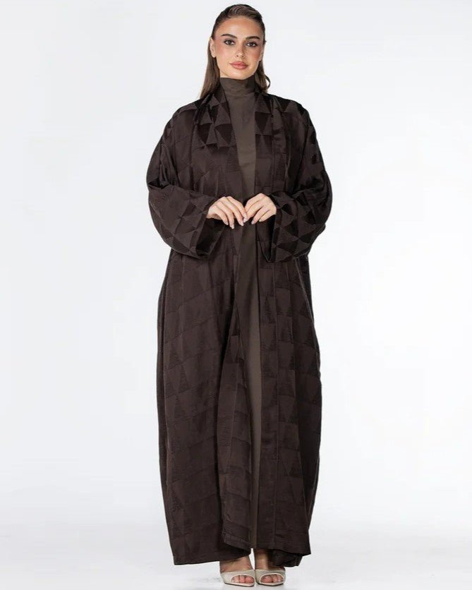 Mocha – Brown Jacquard Abaya - ORANGE BLOSSOM - MIRA Y MANO