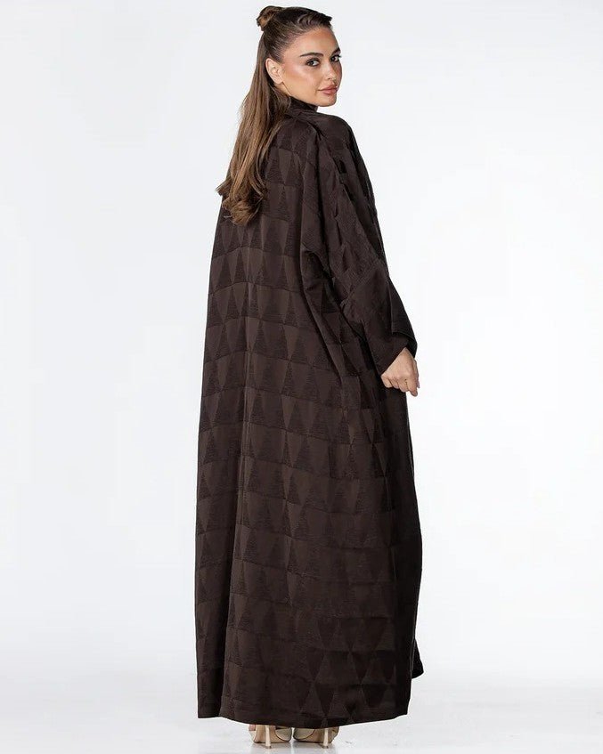 Mocha – Brown Jacquard Abaya - ORANGE BLOSSOM - MIRA Y MANO