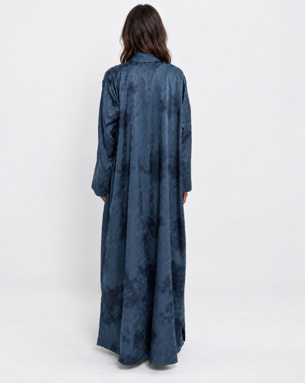 NOVA LUX 510 - Dark Blue Crepe Abaya - ORANGE BLOSSOM - MIRA Y MANO