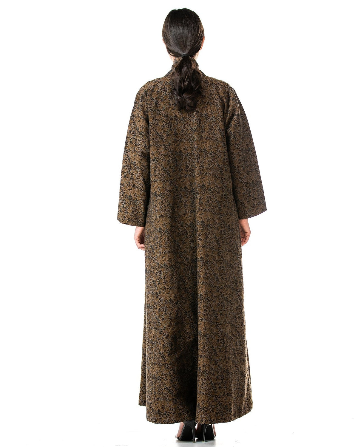 Praline – Saddle Brown Jacquard Abaya - MIRA Y MANO