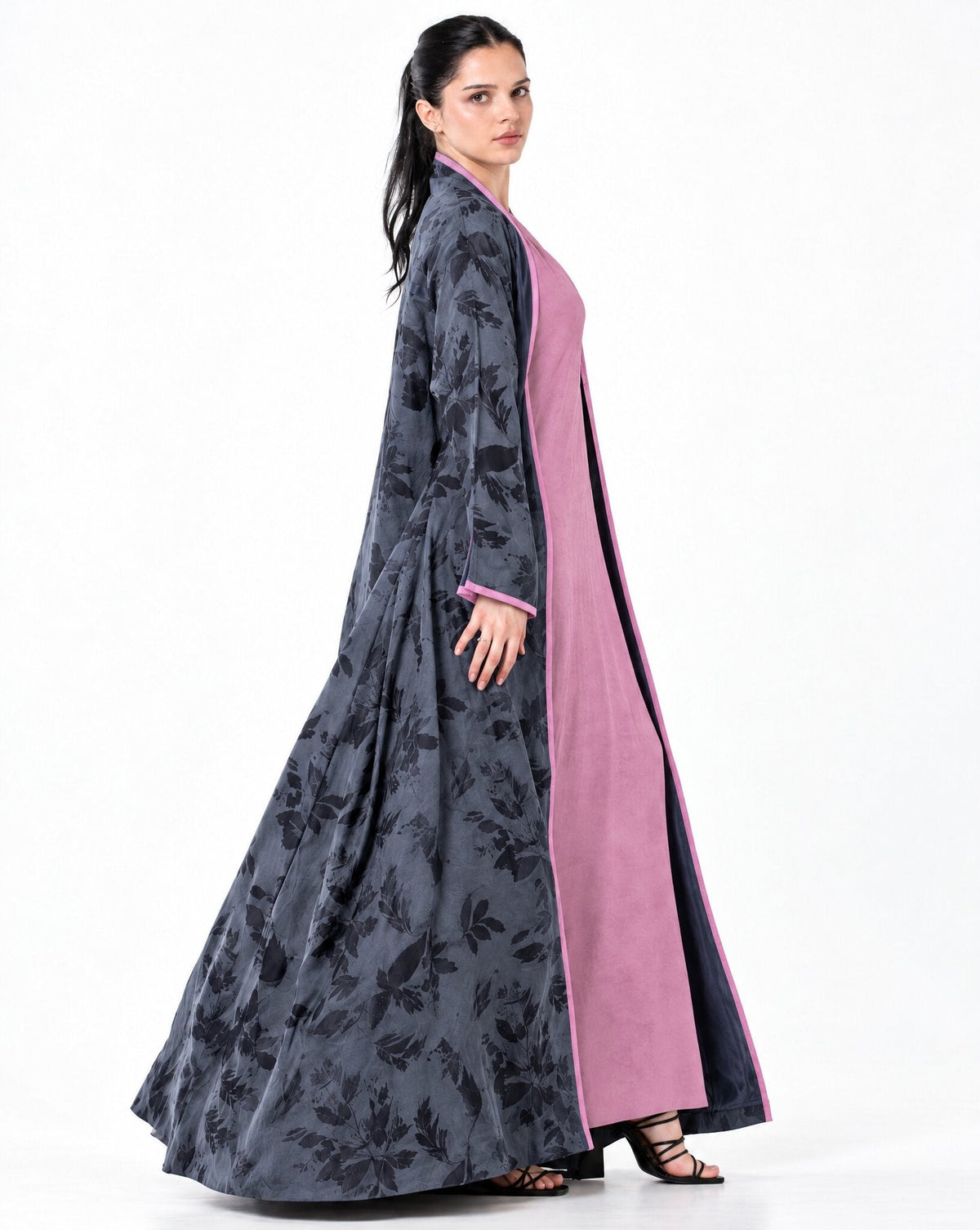 RAYA-NY - Navy Washed Silk Abaya - MIRA Y MANO