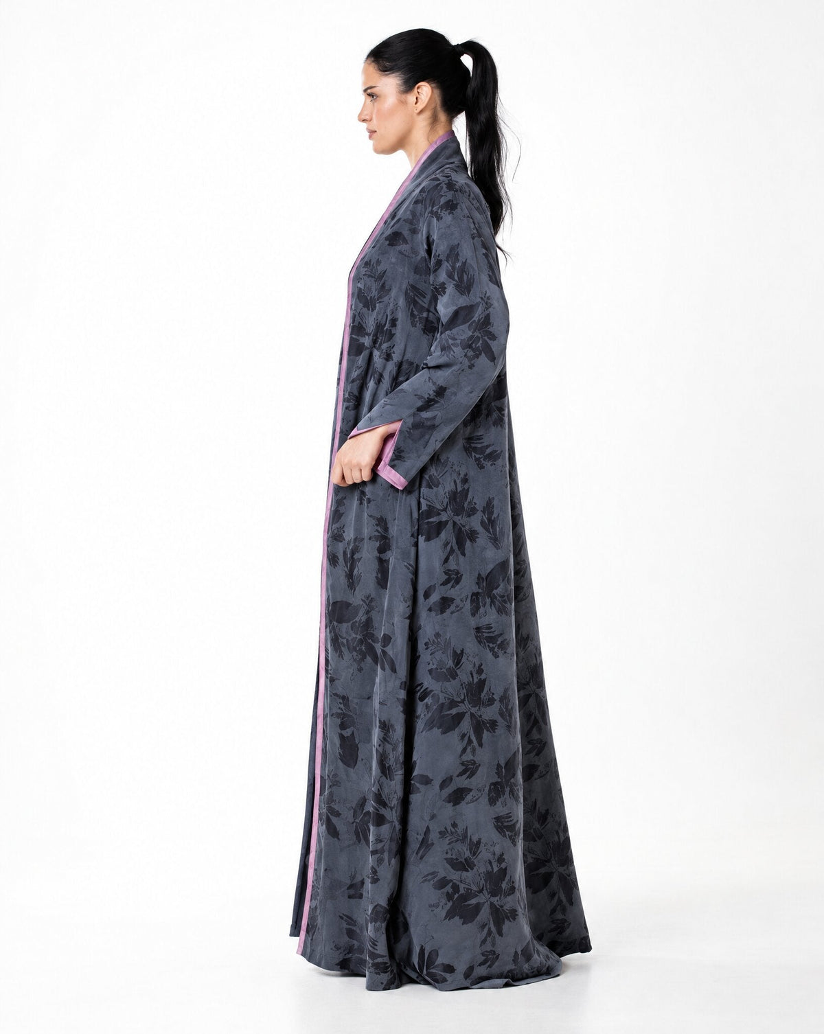 RAYA-NY - Navy Washed Silk Abaya - MIRA Y MANO