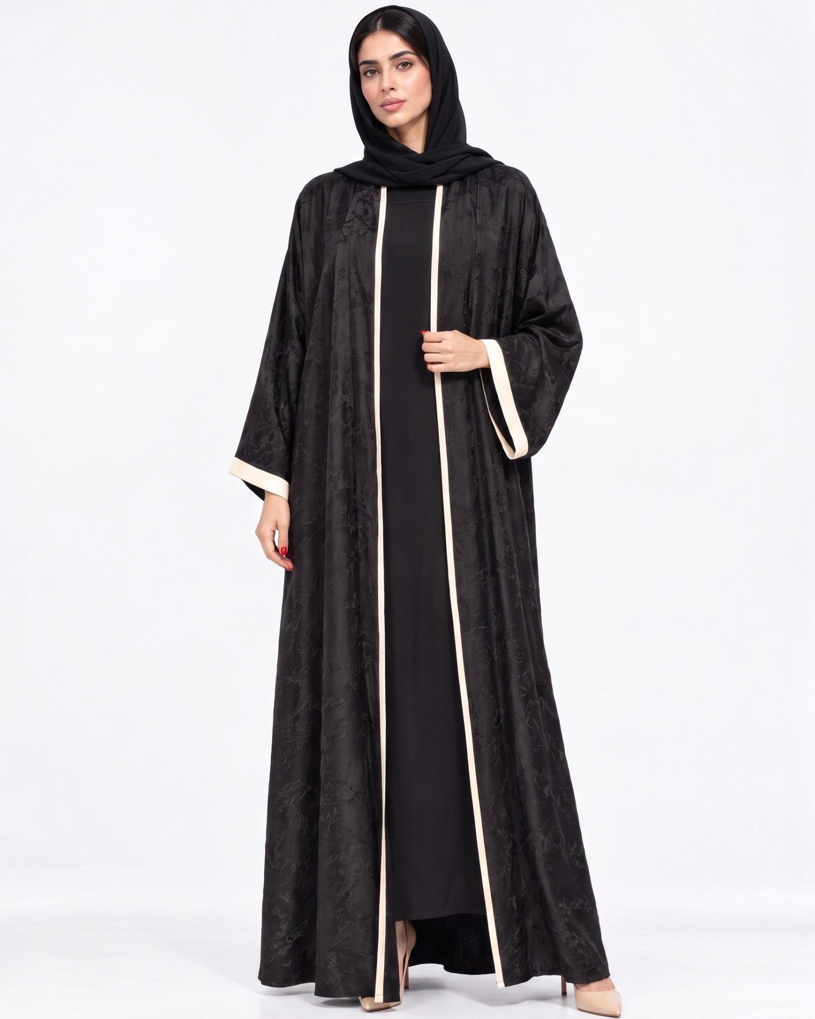 WALNUT - 41 – عباية من الفيسكوز والكتان بالأسود – MIRA Y MANO