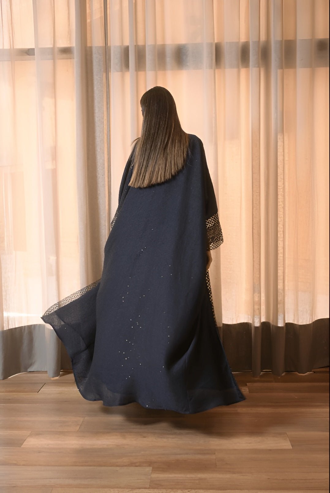 340048 NAVY ABAYA - PEARL COLLECTION - MIRA Y MANO