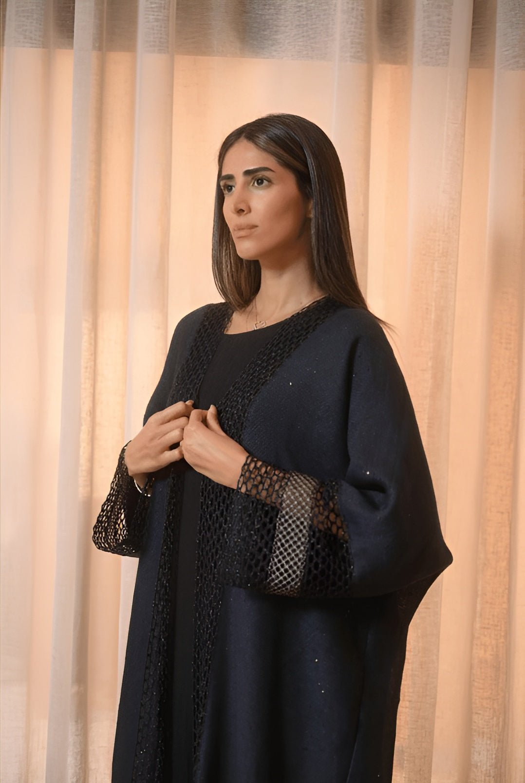 340048 NAVY ABAYA - PEARL COLLECTION - MIRA Y MANO