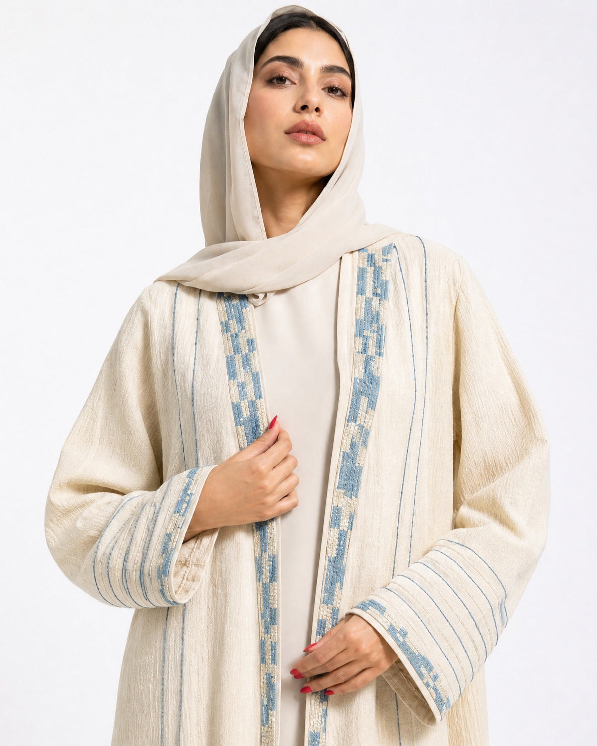 340103-B – عباية كتان بيج – صورة المنتج 3