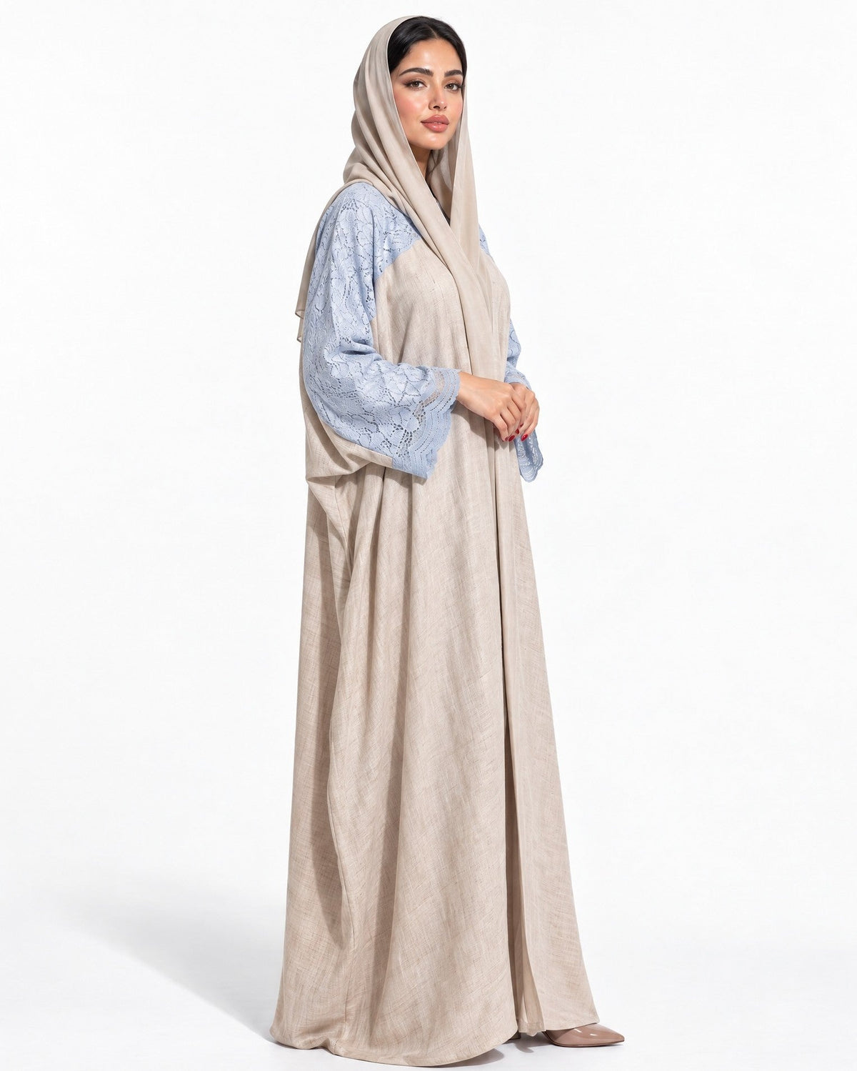 340132 – عباية كتان بيج – صورة المنتج 2