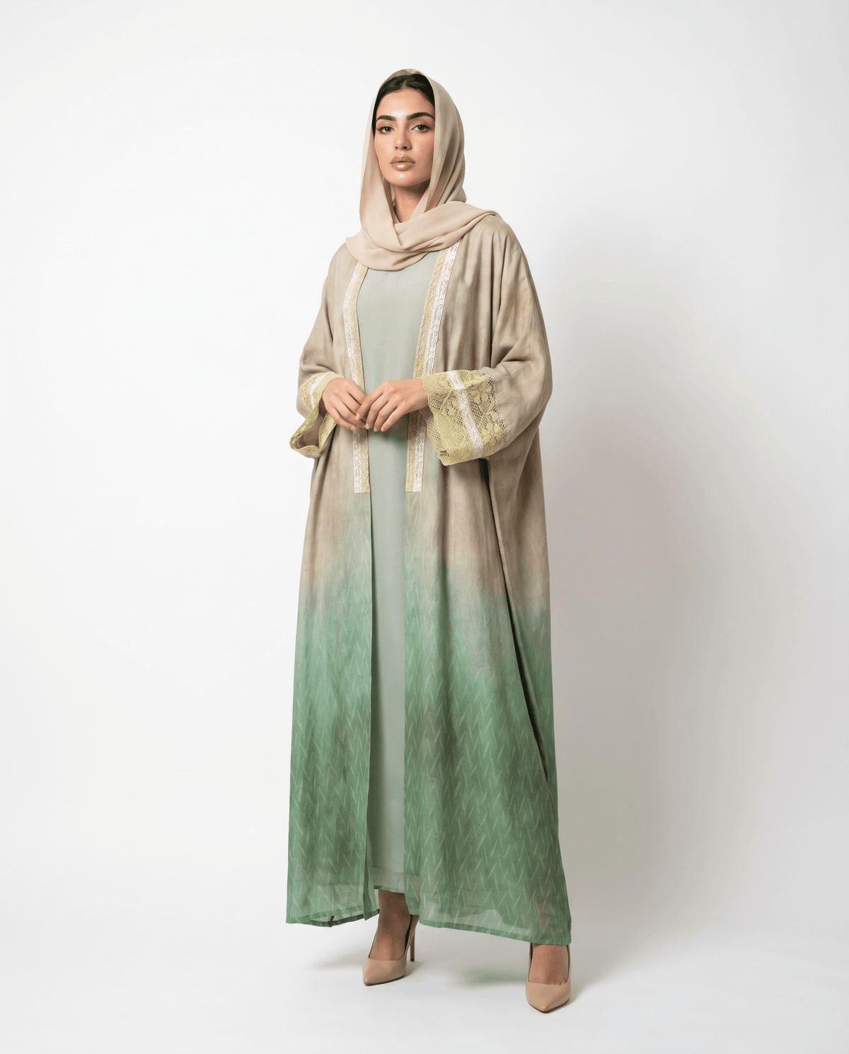 340136-BEI – Beige Linen Abaya – Product image 1