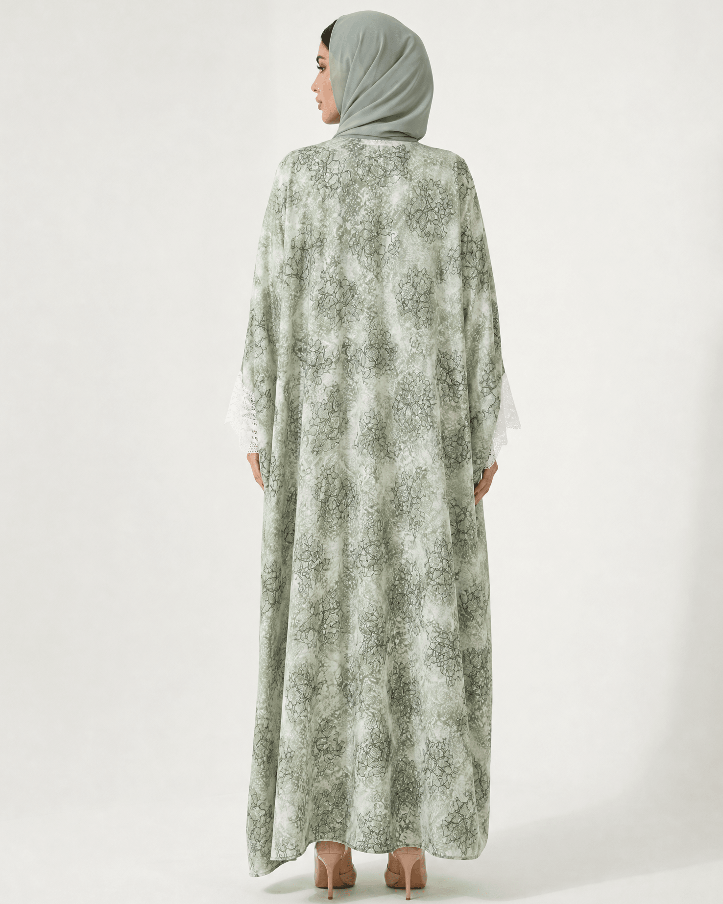 340136-GR – Green Linen Abaya – Product image 3