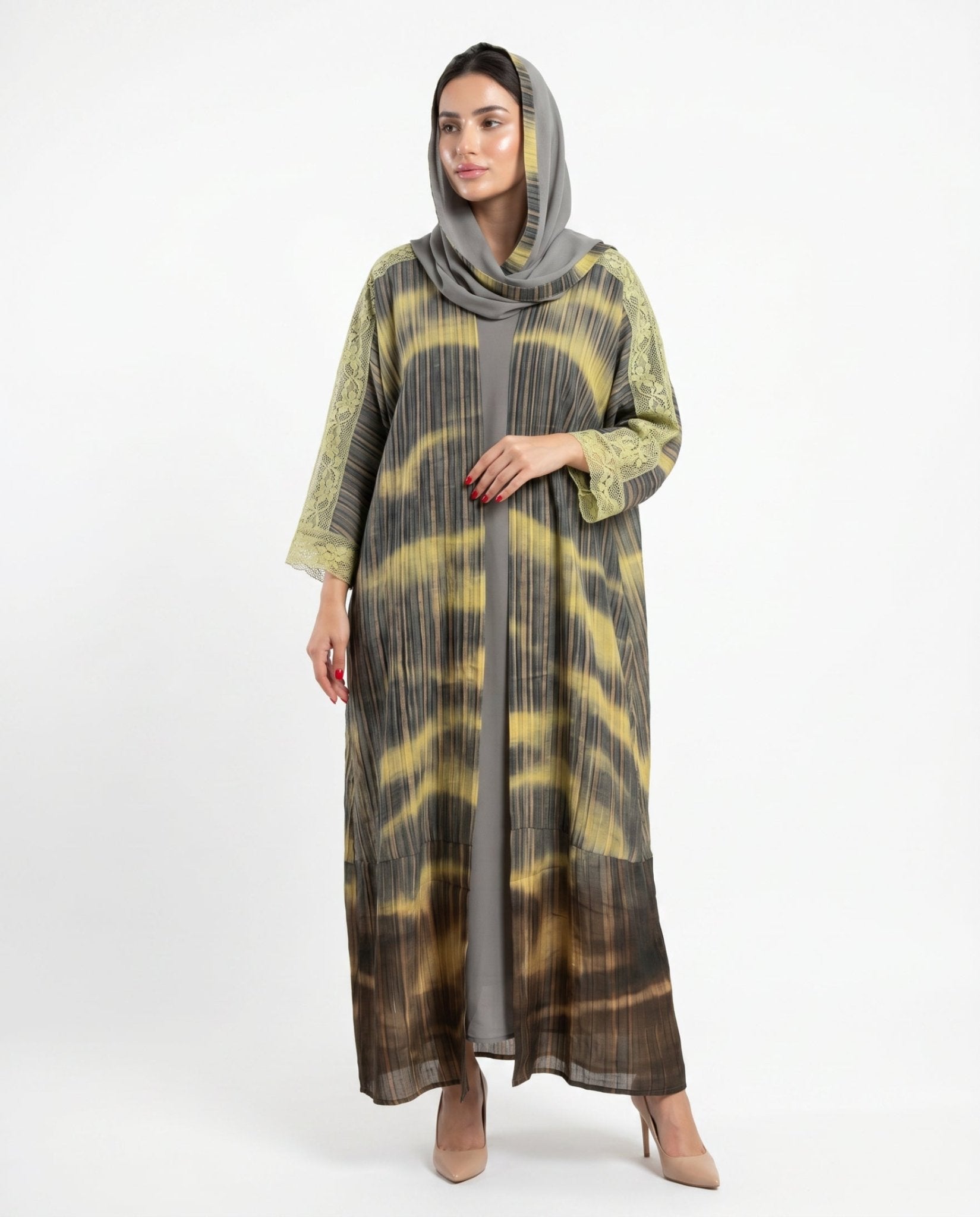 340136-GY ABAYA - PEARL COLLECTION - MIRA Y MANO