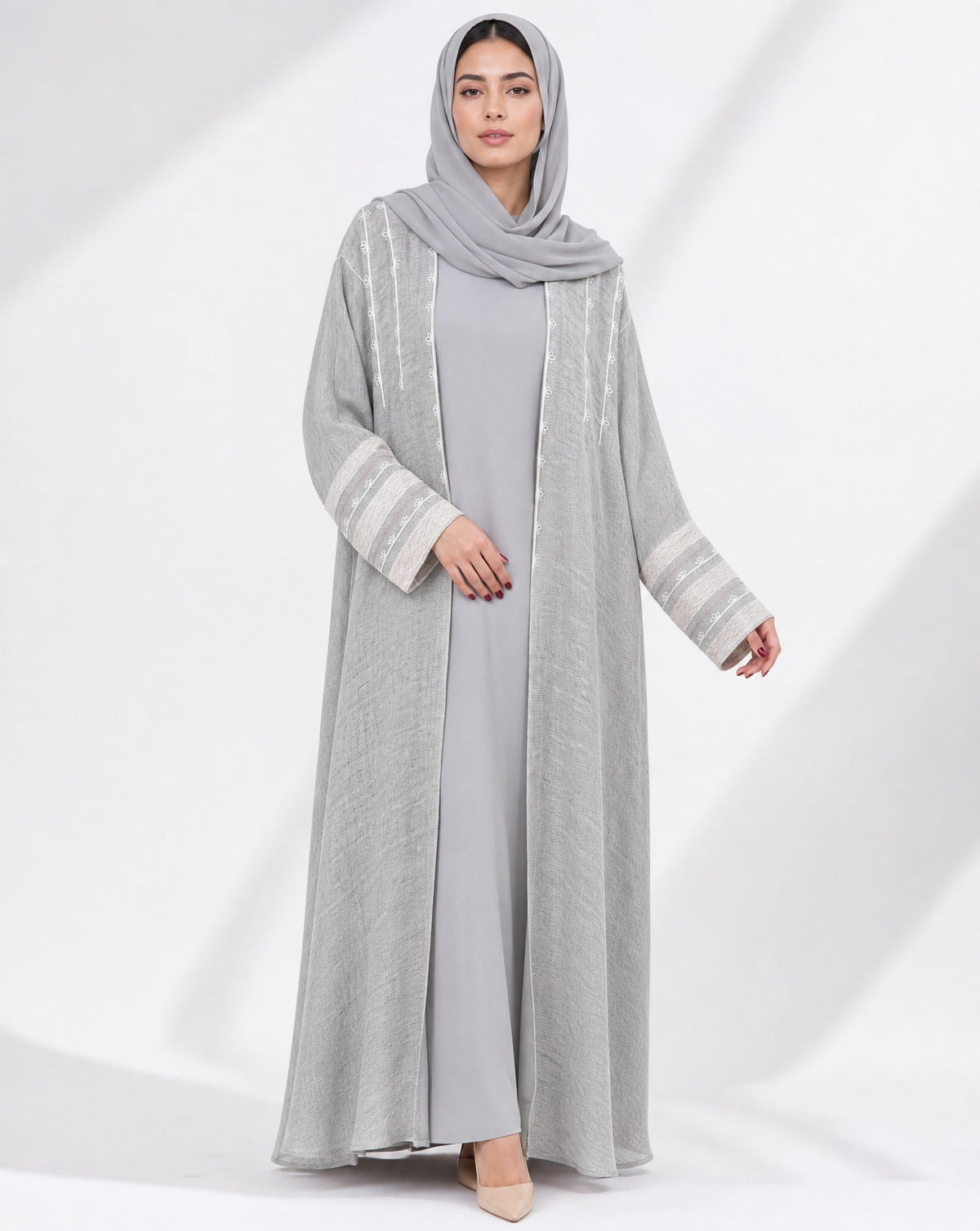 340141 – Beige Linen Abaya – Product image 1