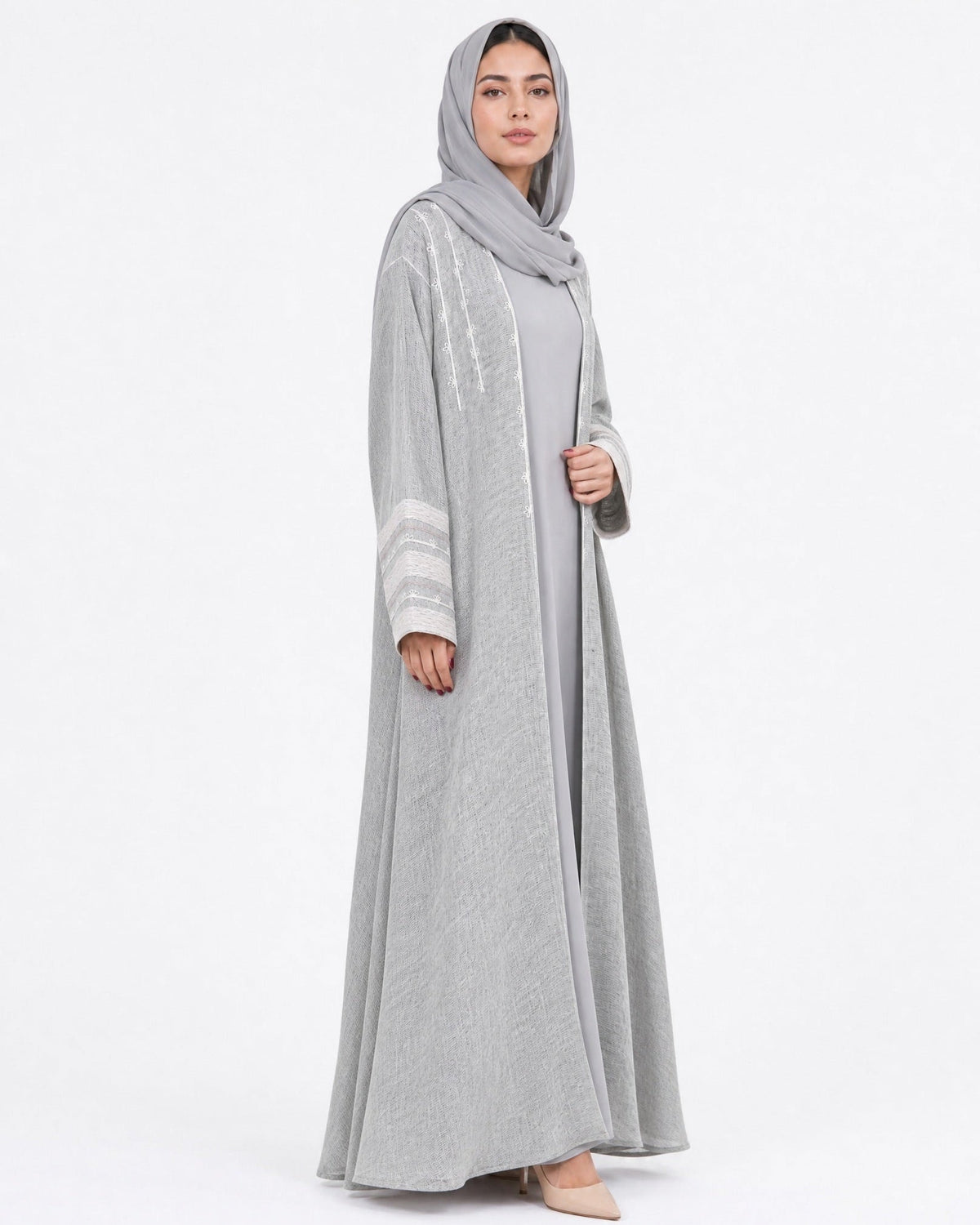 340141 – عباية كتان بيج – صورة المنتج 2
