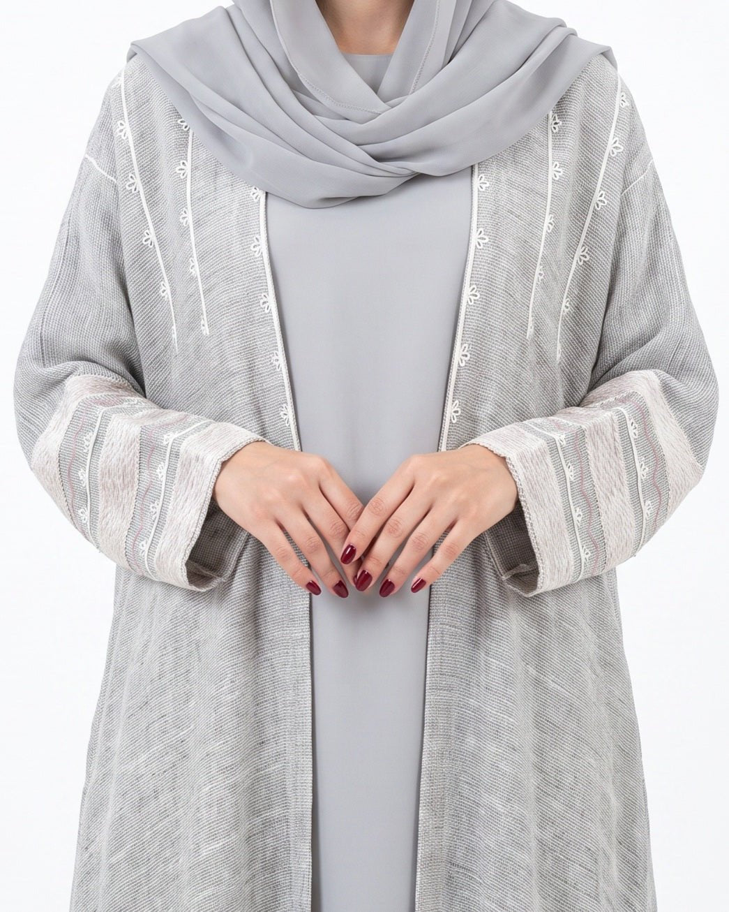 340141 – Beige Linen Abaya - PEARL COLLECTION - MIRA Y MANO