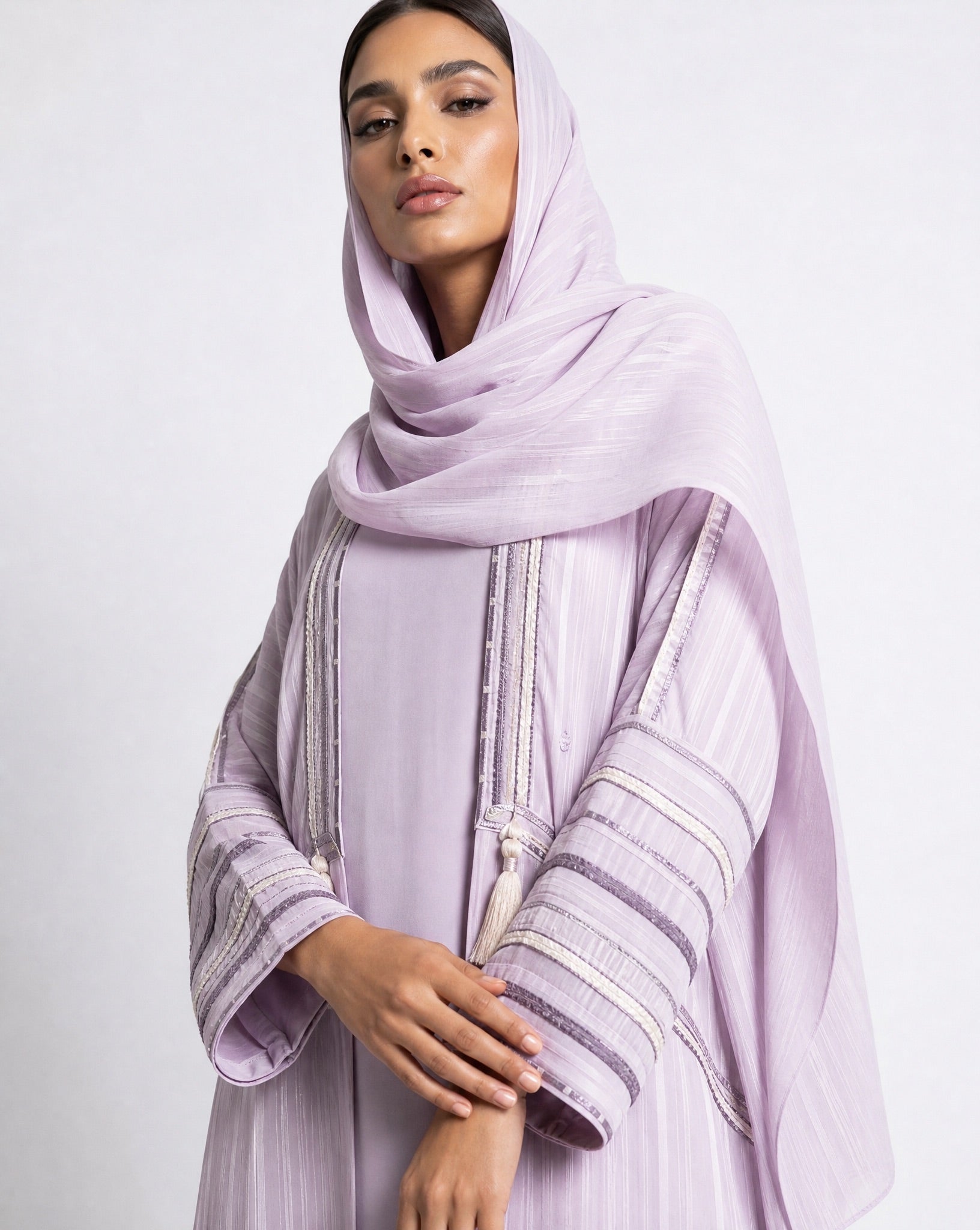 340142 – Plum Chiffon Abaya - PEARL COLLECTION - MIRA Y MANO