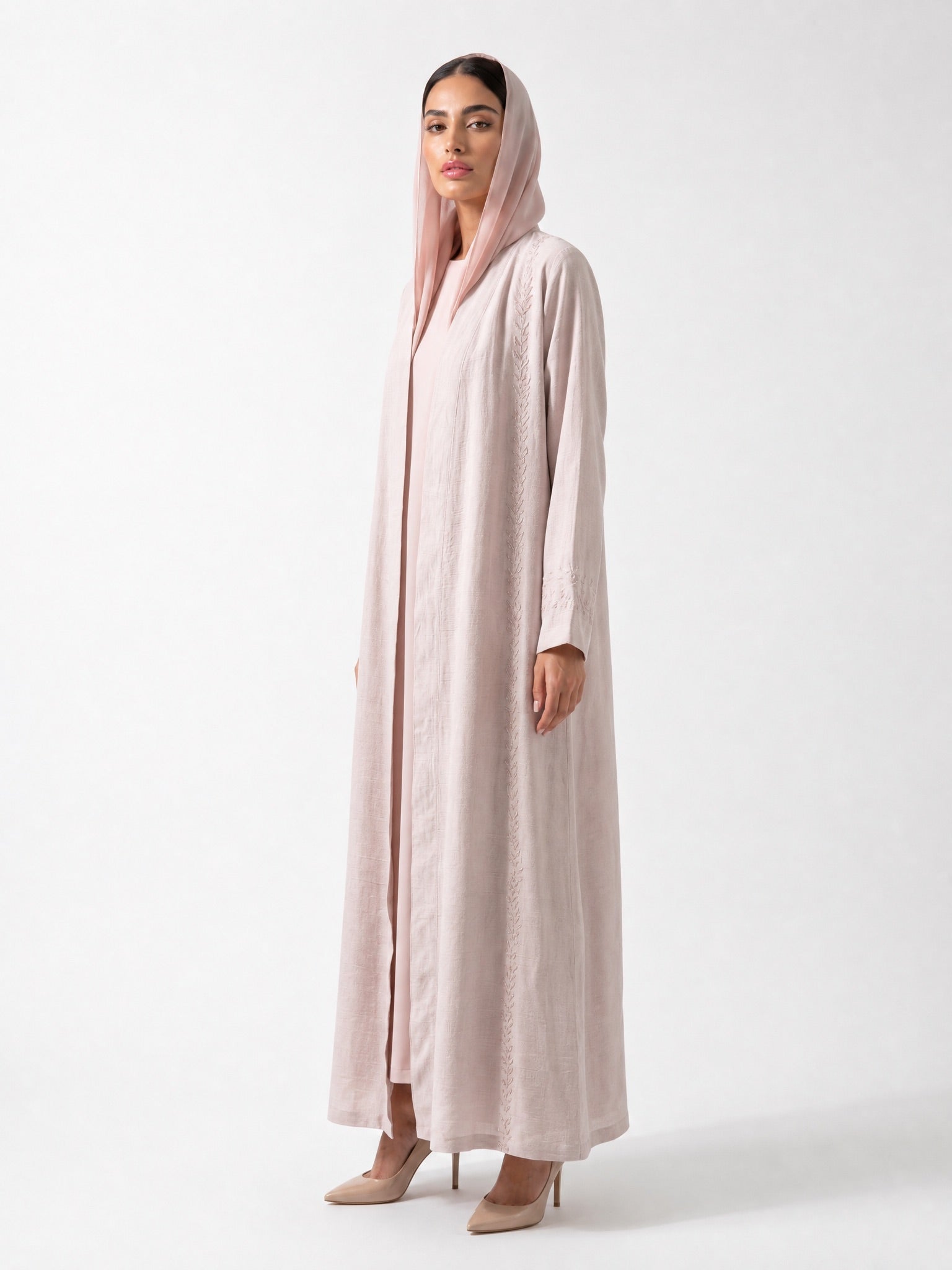 340151 - Pink Linen Abaya - PEARL COLLECTION - MIRA Y MANO