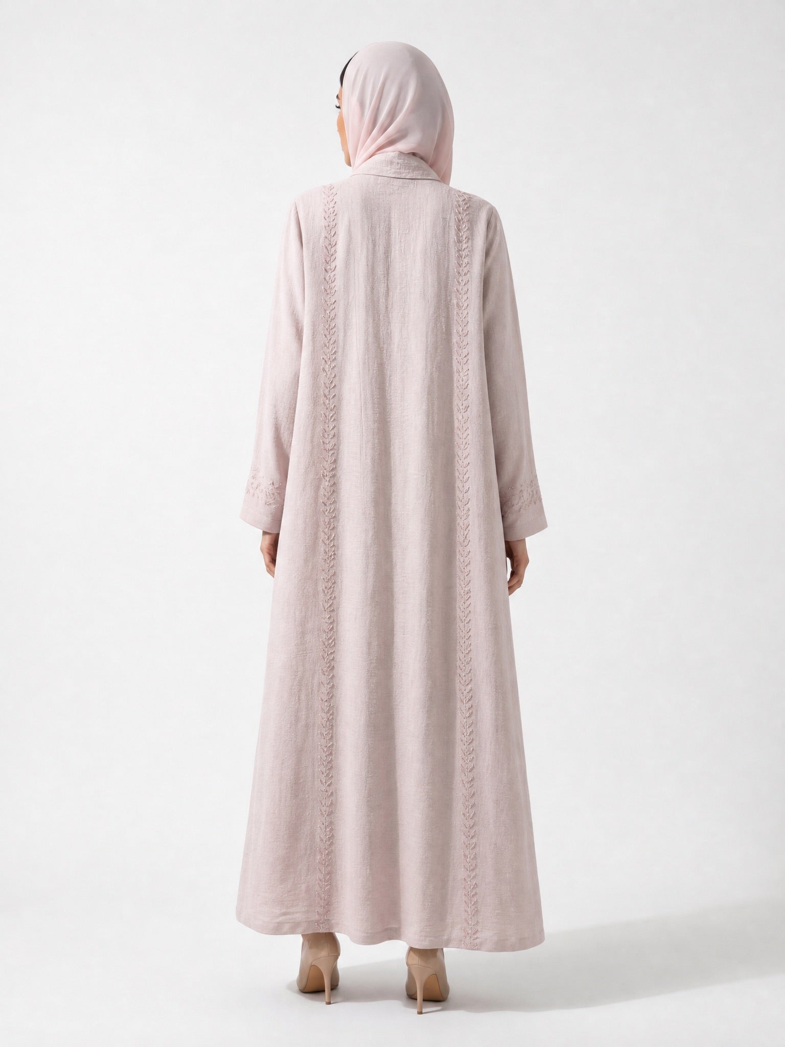 340151 - Pink Linen Abaya - PEARL COLLECTION - MIRA Y MANO