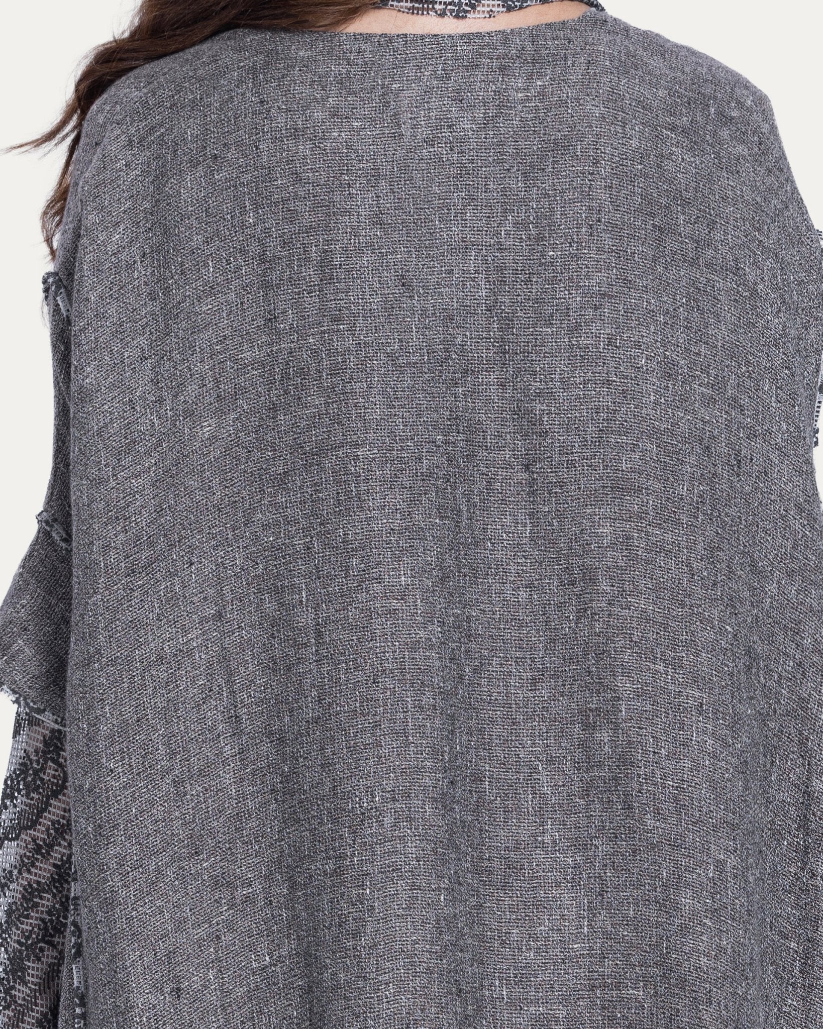 780032-GR - Gray Linen Abaya - PEARL COLLECTION - MIRA Y MANO