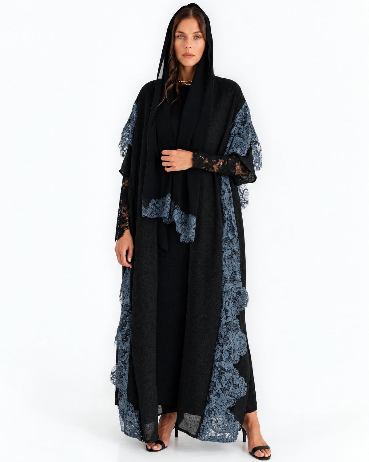 صورة للمنتج PEC 340037-BLK - عباية كتان سوداء – MIRA Y MANO