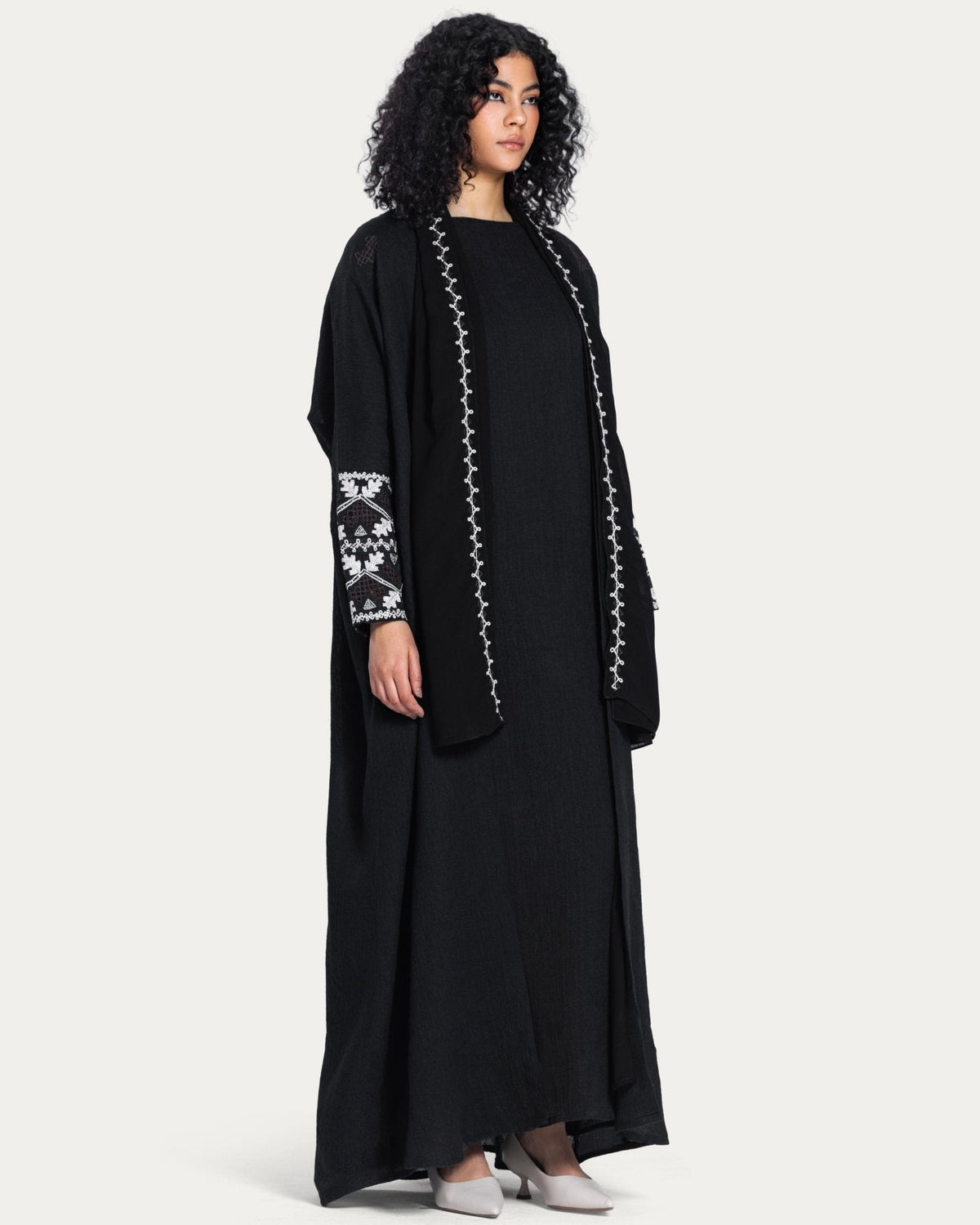 PEC 340098 – عباية كتان سوداء – صورة المنتج 7