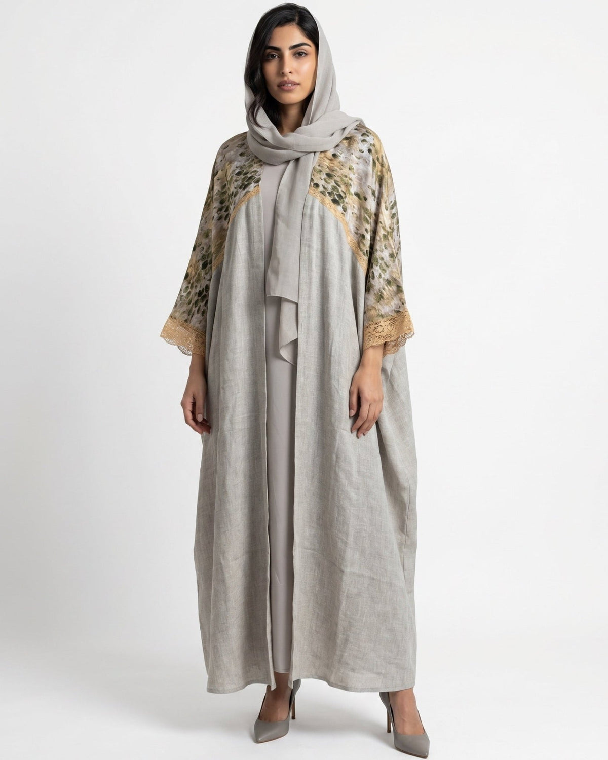 PEC 340120 – Beige Linen Abaya – Product image 1
