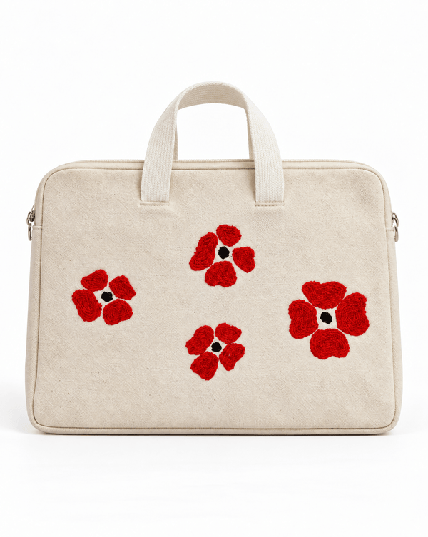 Red anemone laptop bag