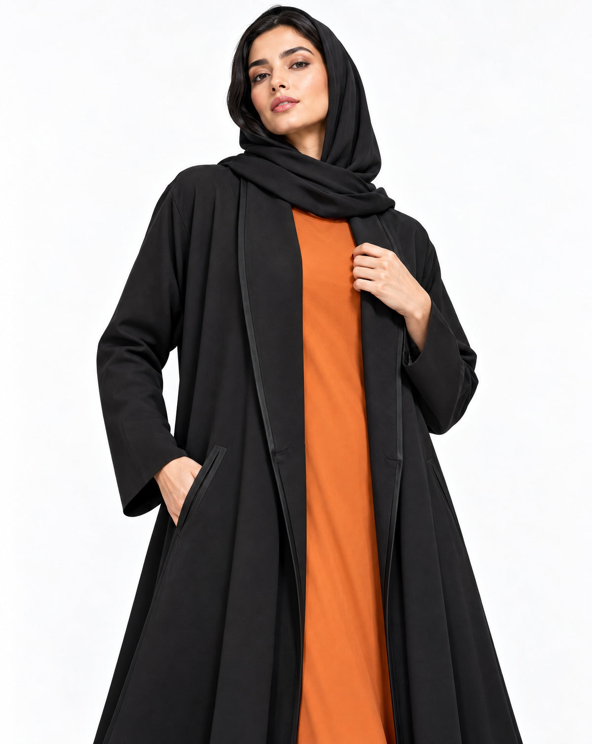 AF Coat – عباية كريب سوداء بقصّة المعطف