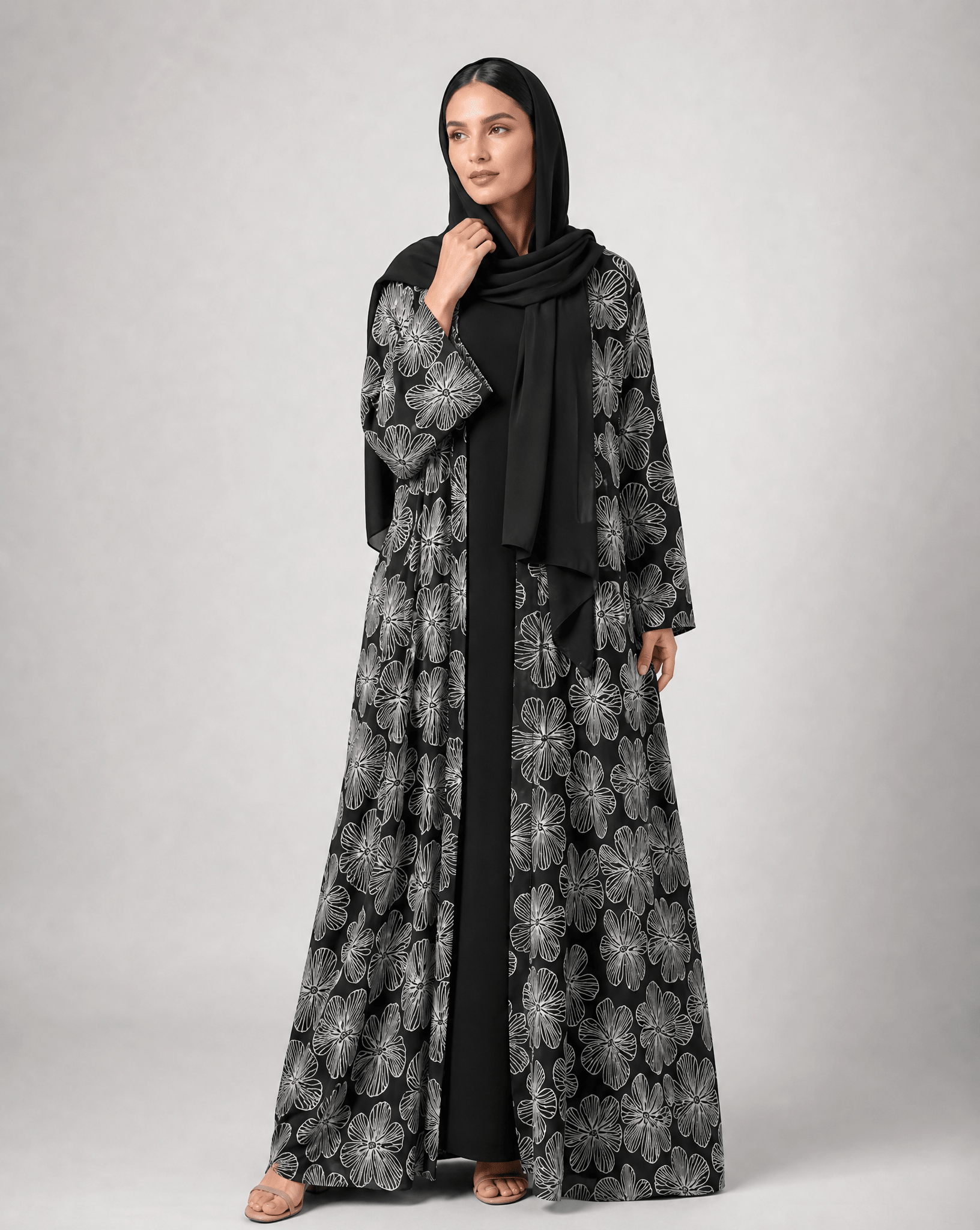MQE9-BK ABAYA - QATARIA ABAYA - MIRA Y MANO