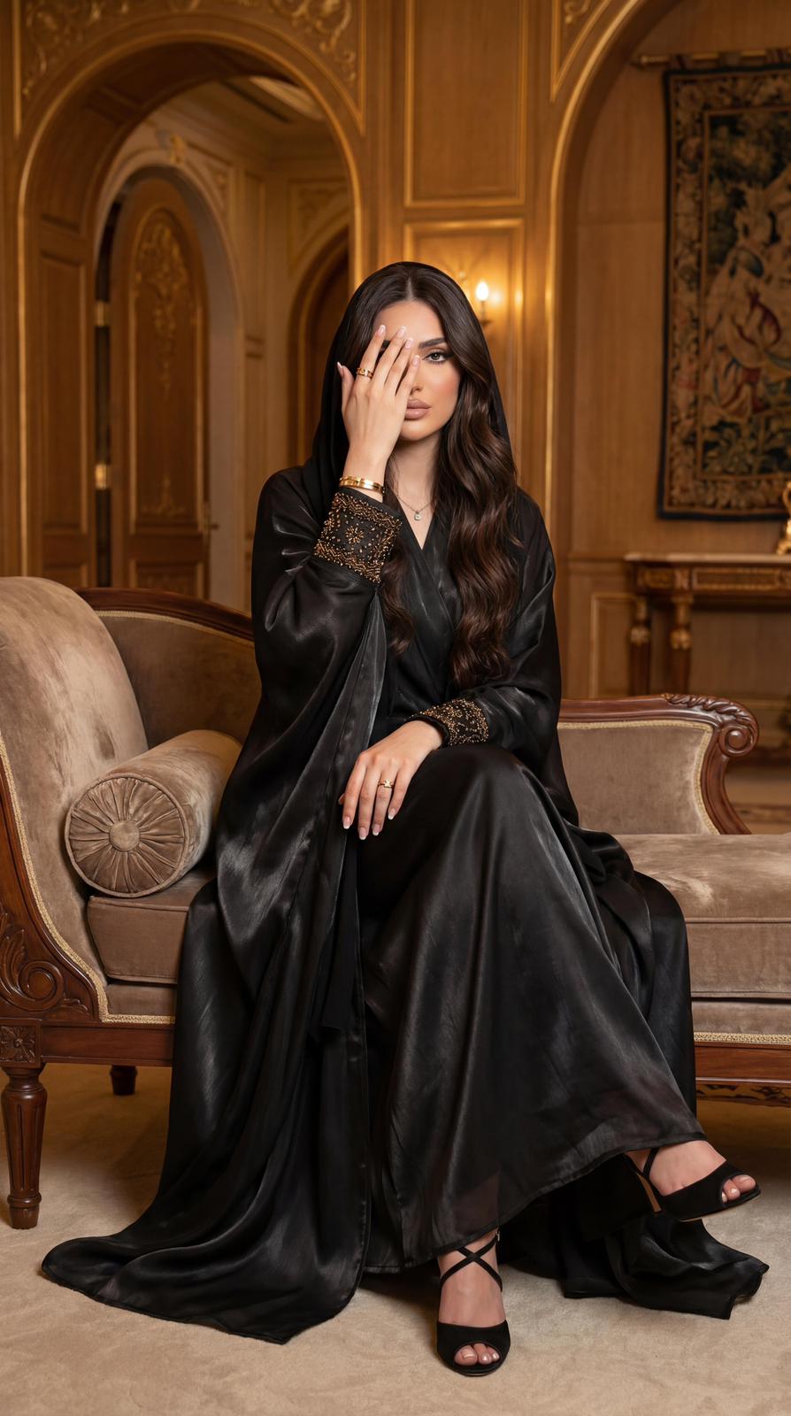 MQR08 ABAYA - QATARIA ABAYA - MIRA Y MANO