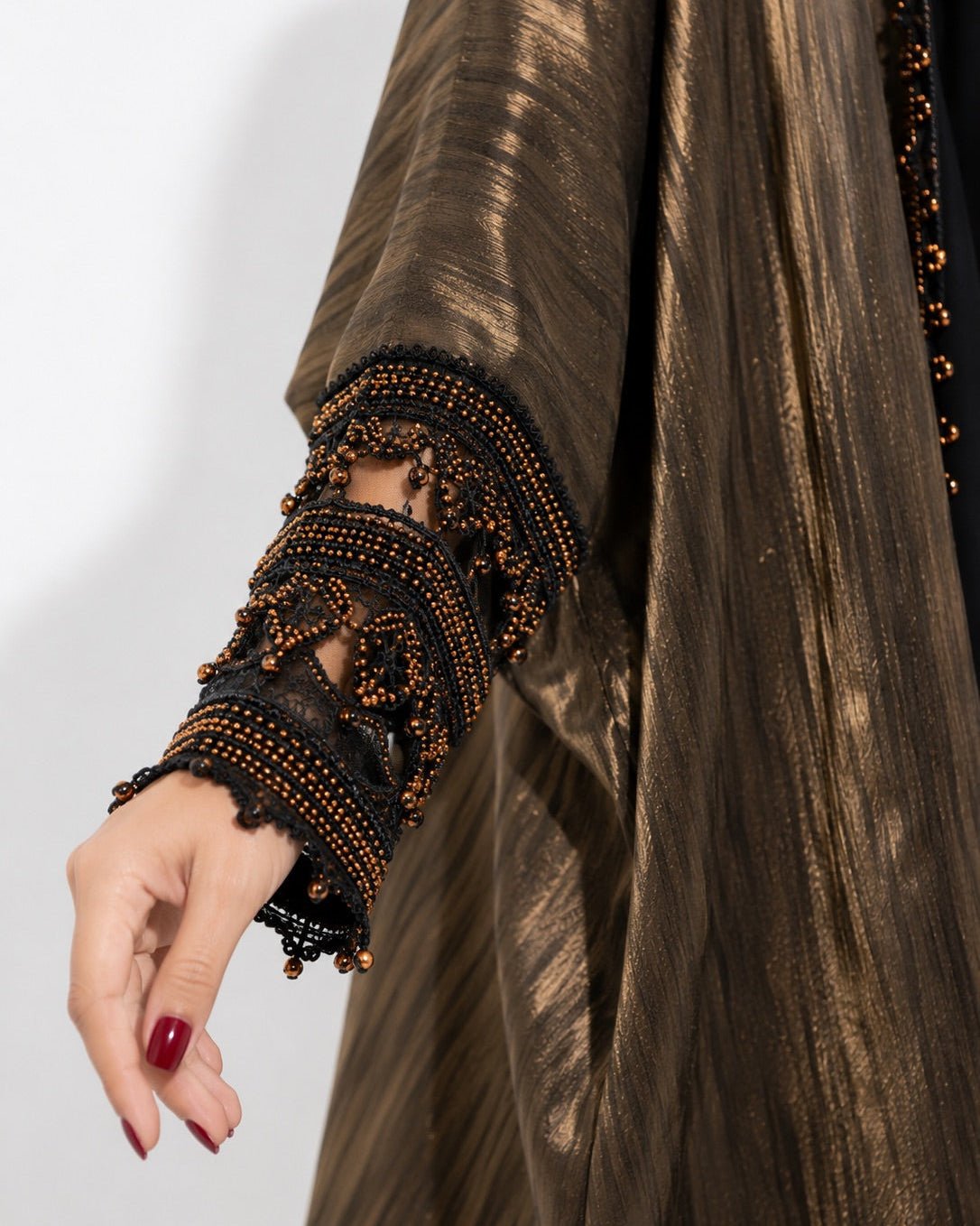 QA24 – Dark Goldenrod Chiffon Abaya - QATARIA ABAYA - MIRA Y MANO