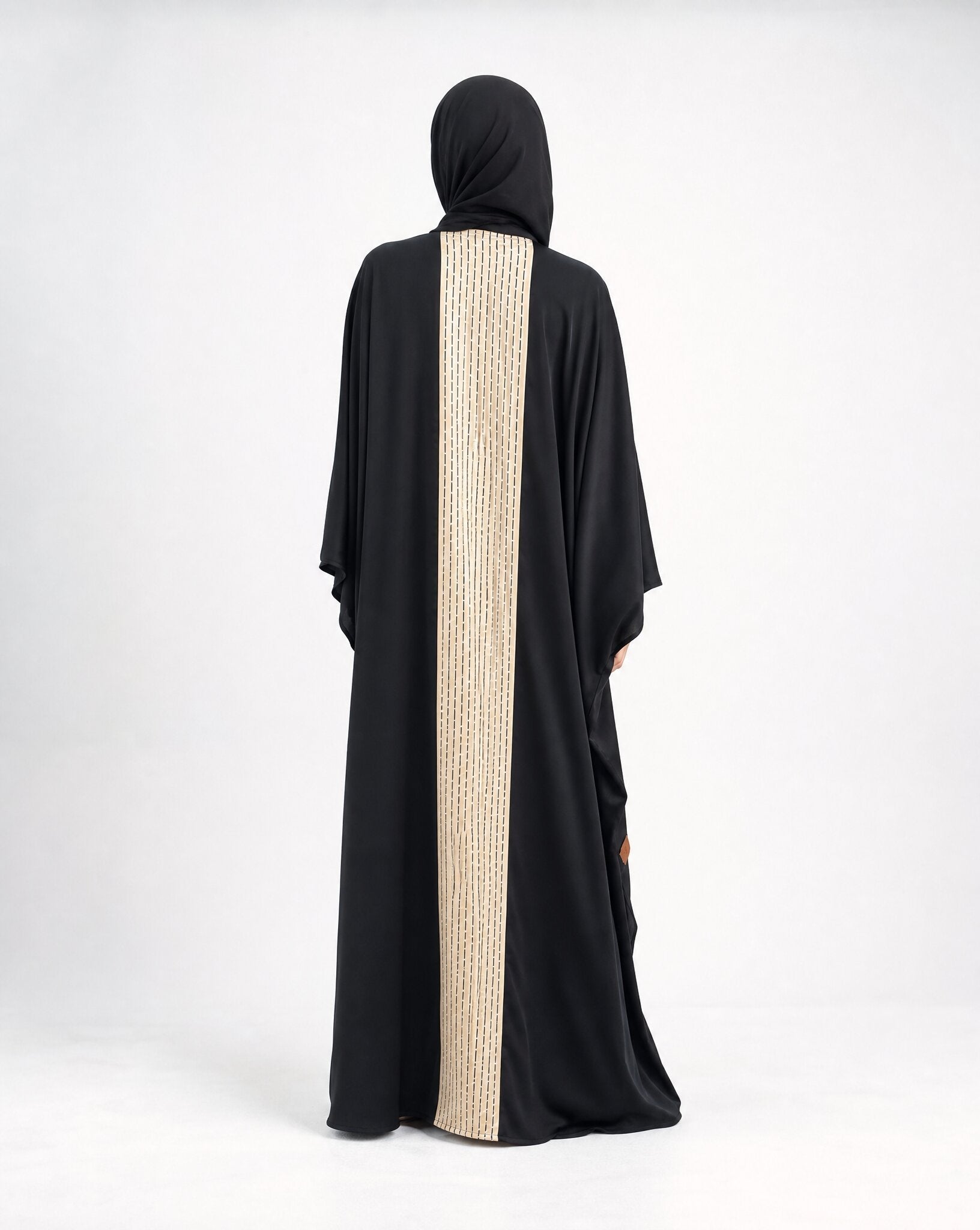 QA41 – Black Silk Abaya - QATARIA ABAYA - MIRA Y MANO
