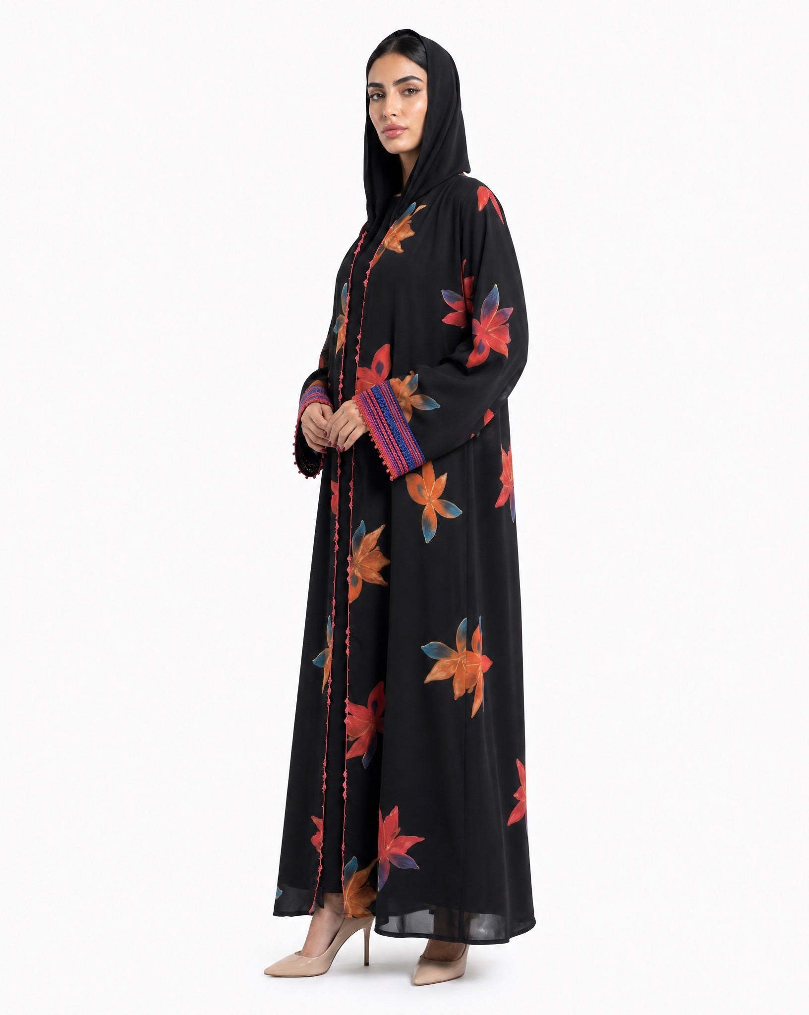 QA45 – Black Chiffon Abaya - QATARIA ABAYA - MIRA Y MANO