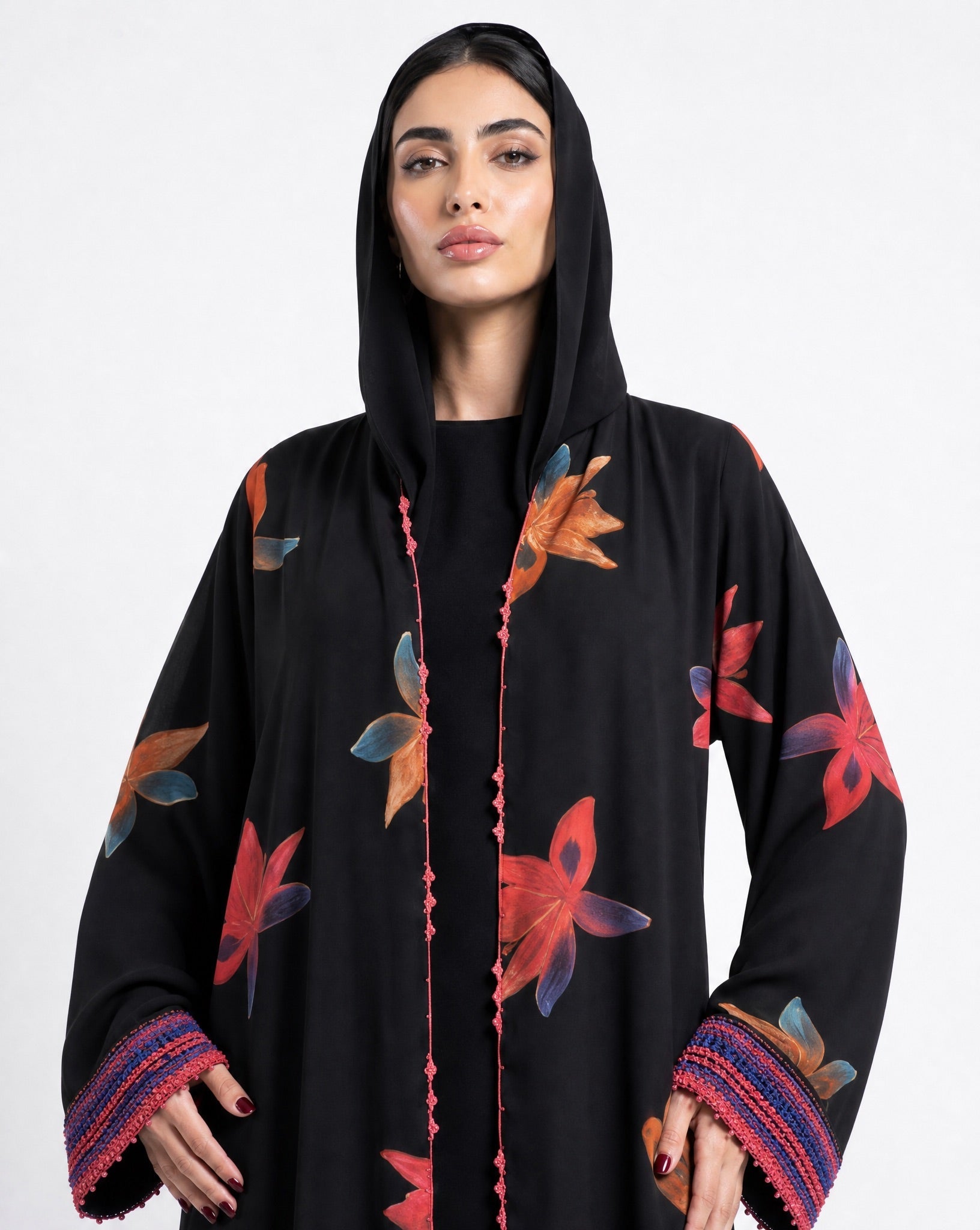 QA45 – Black Chiffon Abaya - QATARIA ABAYA - MIRA Y MANO