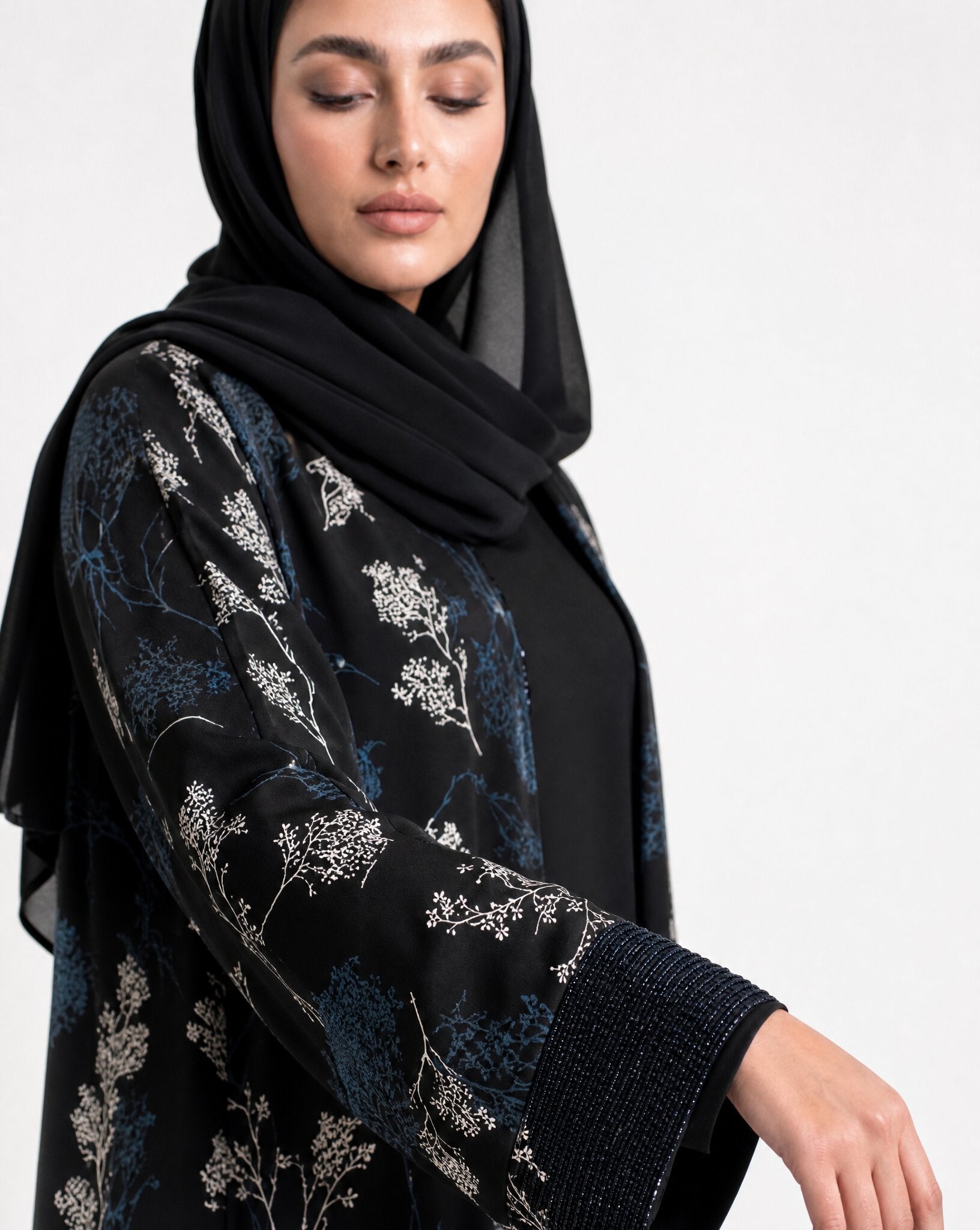 QA46 – Black Chiffon Abaya - QATARIA ABAYA - MIRA Y MANO