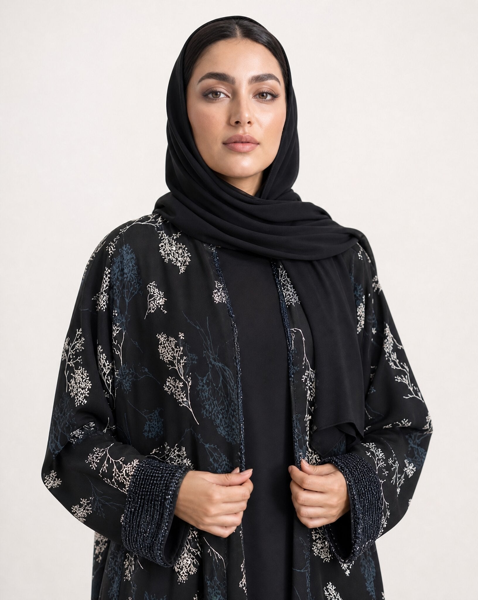 QA46 – Black Chiffon Abaya - QATARIA ABAYA - MIRA Y MANO