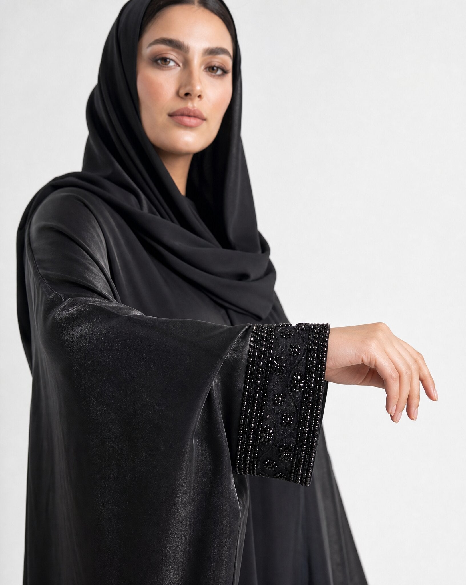 QA47 – Black Chiffon Abaya - QATARIA ABAYA - MIRA Y MANO