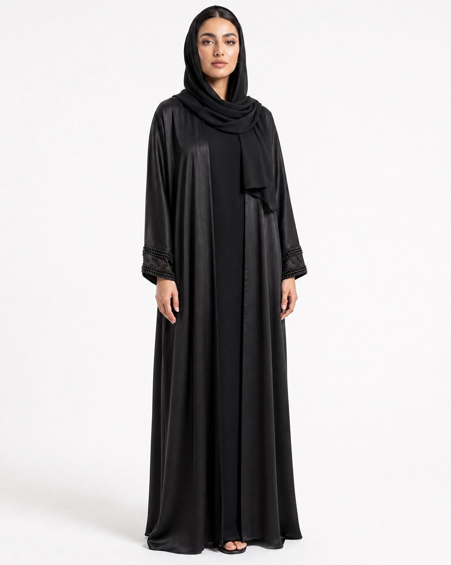 QA47 – Black Chiffon Abaya - QATARIA ABAYA - MIRA Y MANO