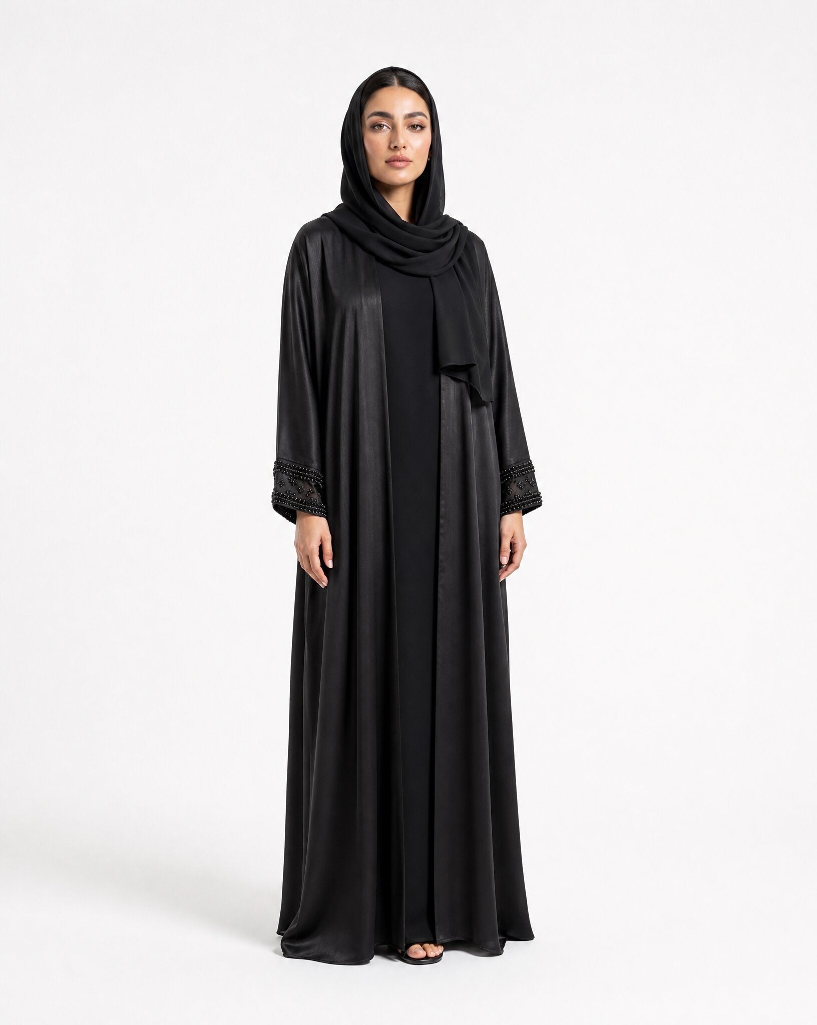 QA47 – Black Chiffon Abaya - QATARIA ABAYA - MIRA Y MANO