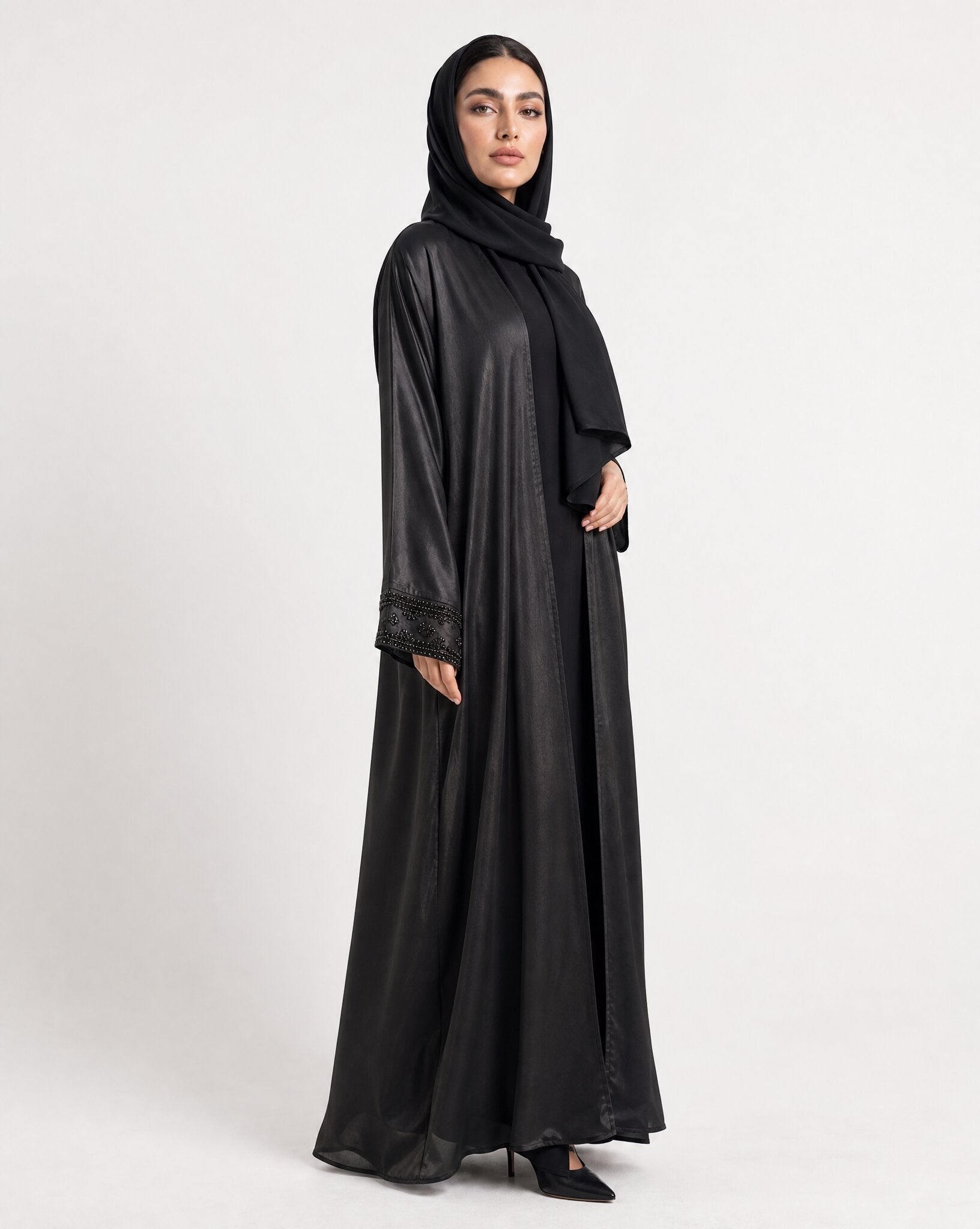 QA47 – Black Chiffon Abaya - QATARIA ABAYA - MIRA Y MANO