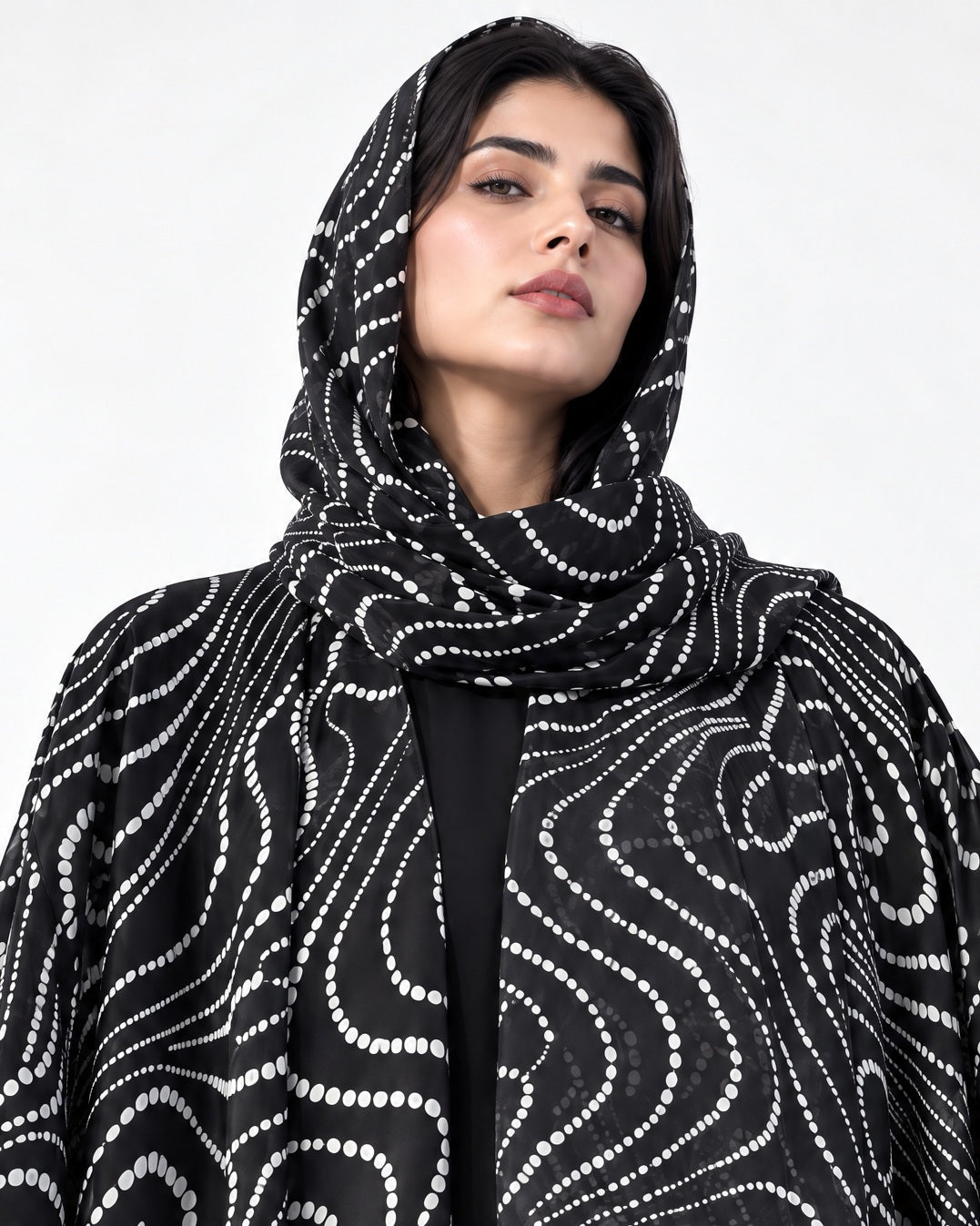 QM-01 - Black Chiffon Abaya - QATARIA ABAYA - MIRA Y MANO