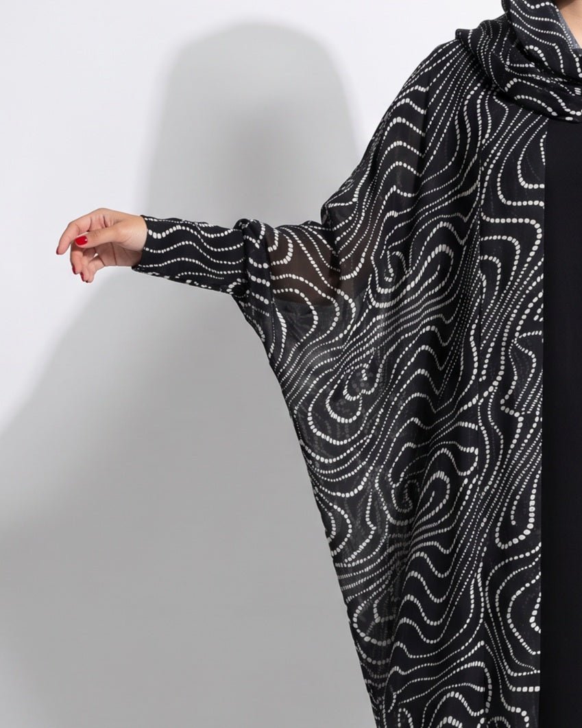 QM-01 - Black Chiffon Abaya - QATARIA ABAYA - MIRA Y MANO