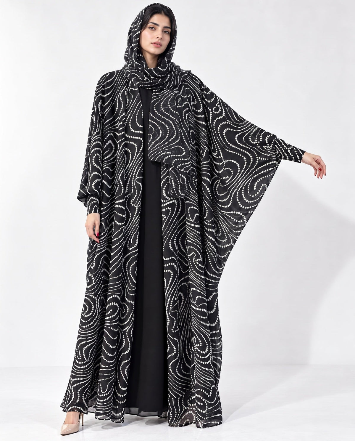 QM-01 - Black Chiffon Abaya - QATARIA ABAYA - MIRA Y MANO