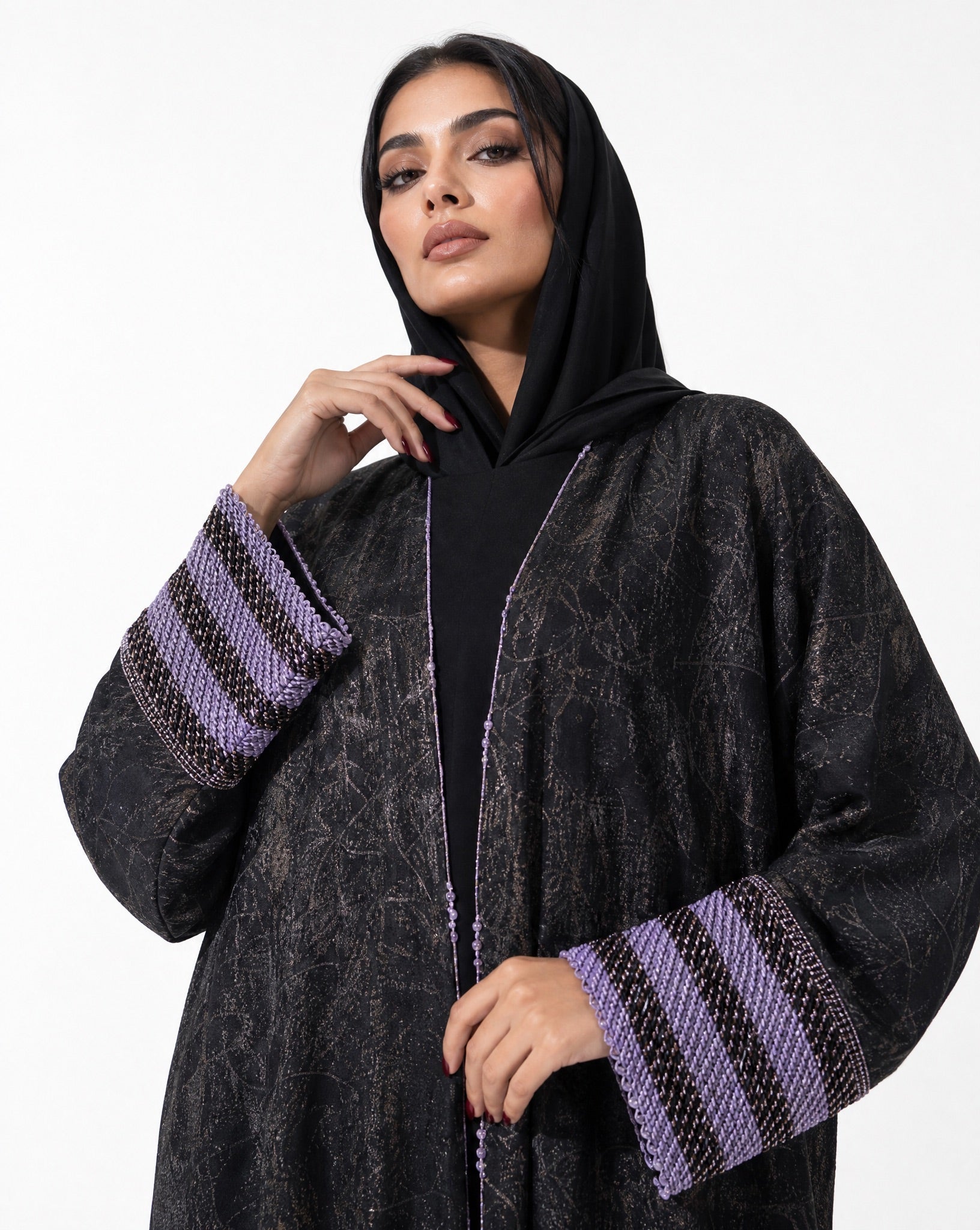 QM2601 – Black Crepe Abaya - QATARIA ABAYA - MIRA Y MANO