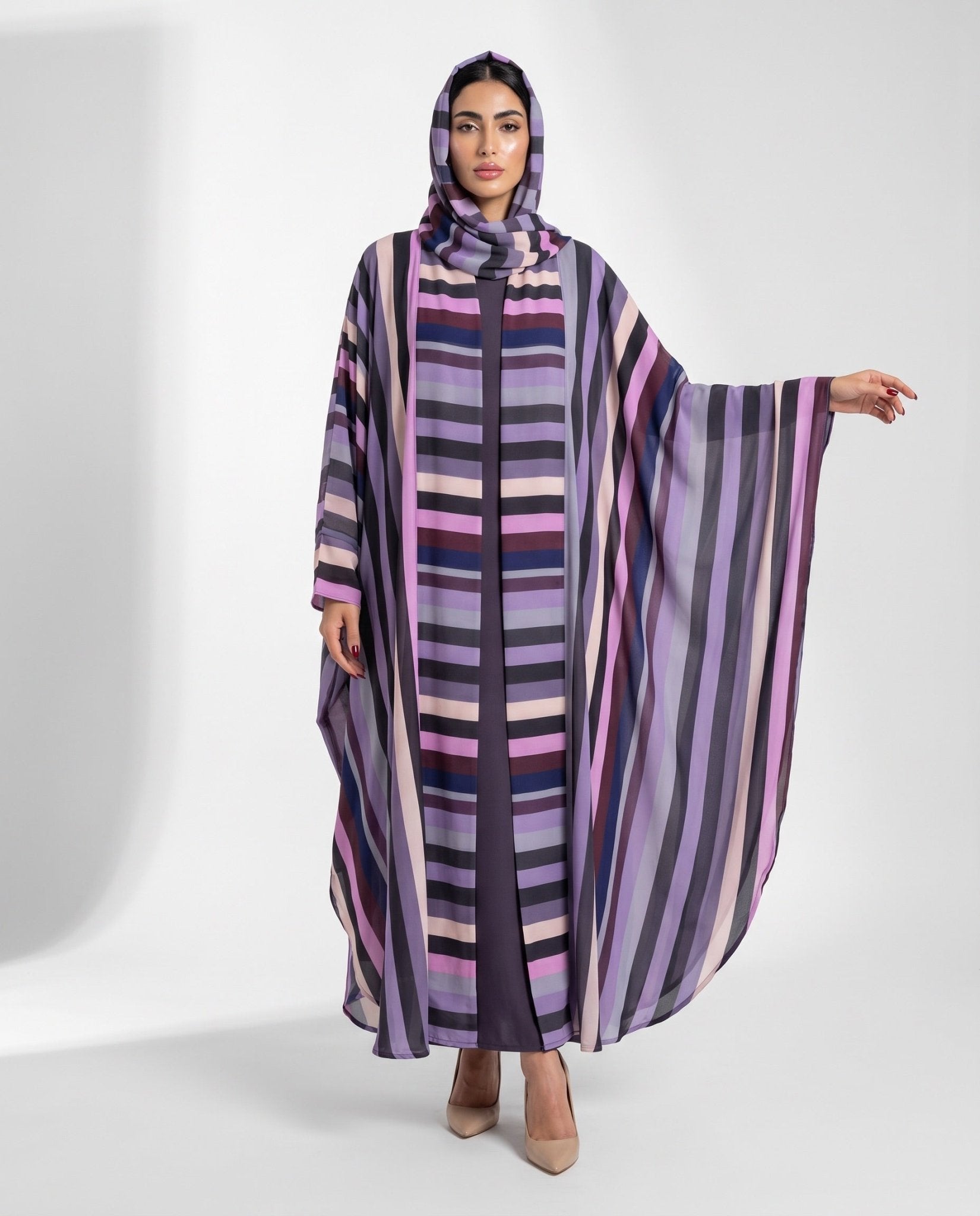 QM2605 – Purple Chiffon Abaya - QATARIA ABAYA - MIRA Y MANO