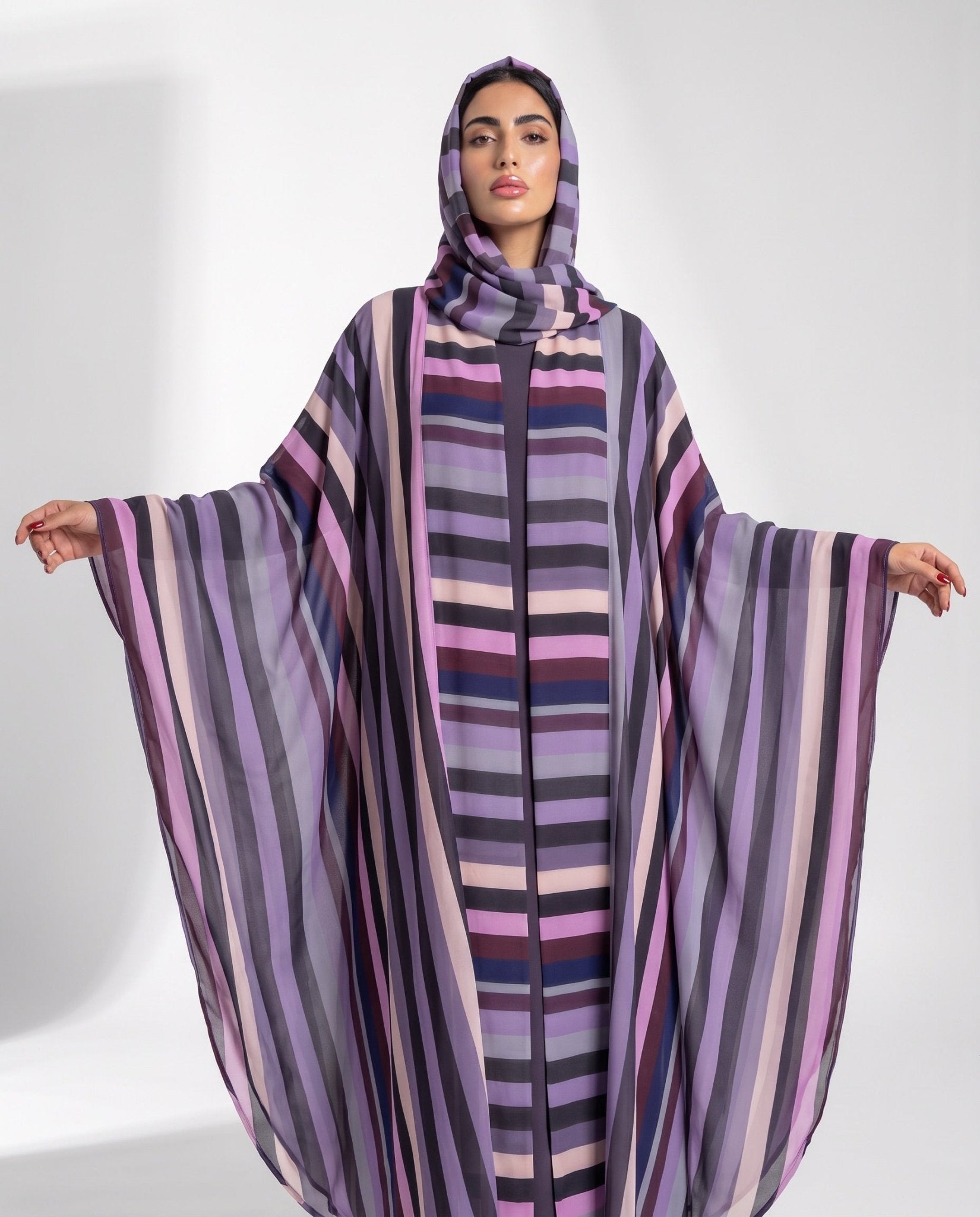 QM2605 – Purple Chiffon Abaya - QATARIA ABAYA - MIRA Y MANO