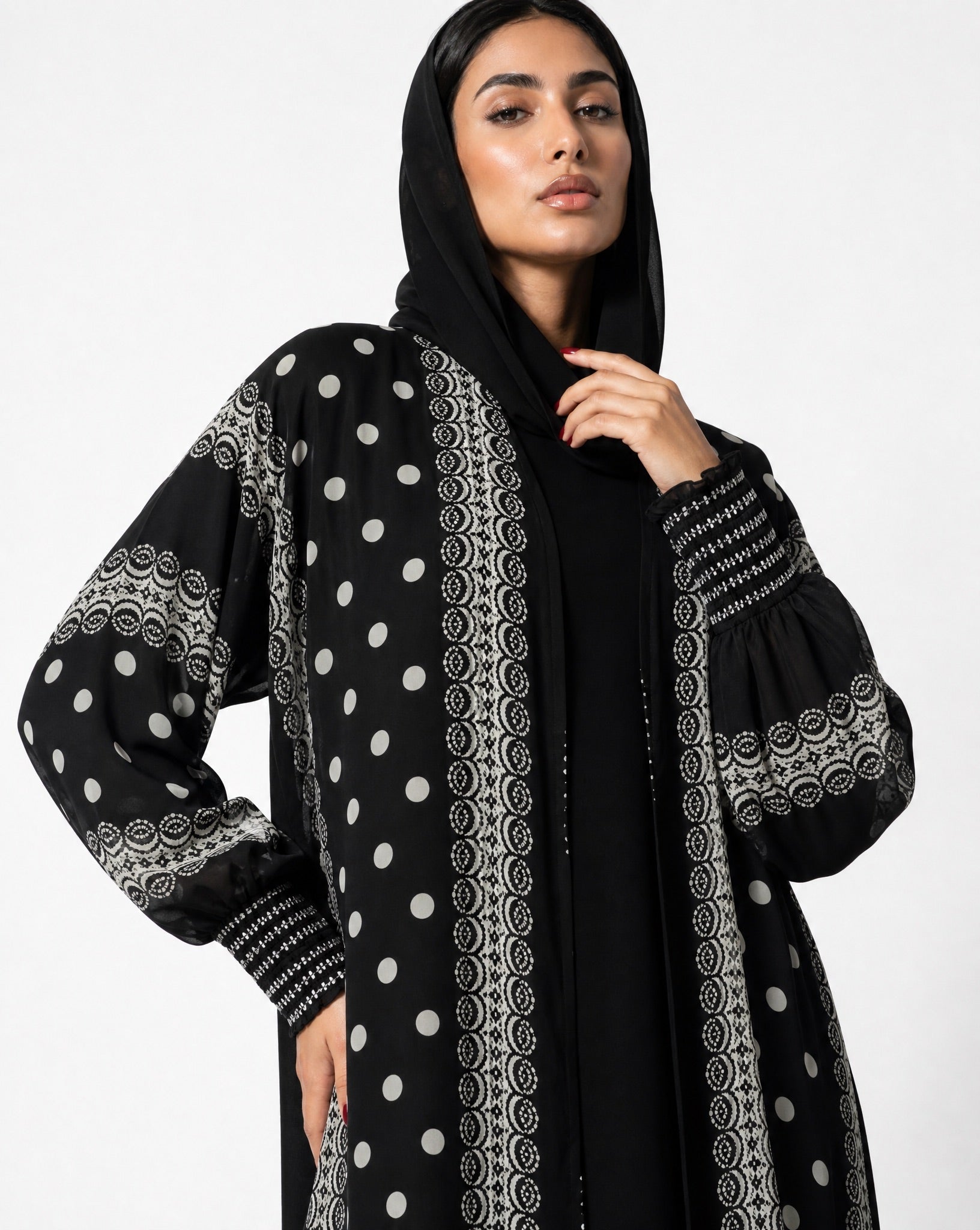 QM2606 – Black Chiffon Abaya - QATARIA ABAYA - MIRA Y MANO