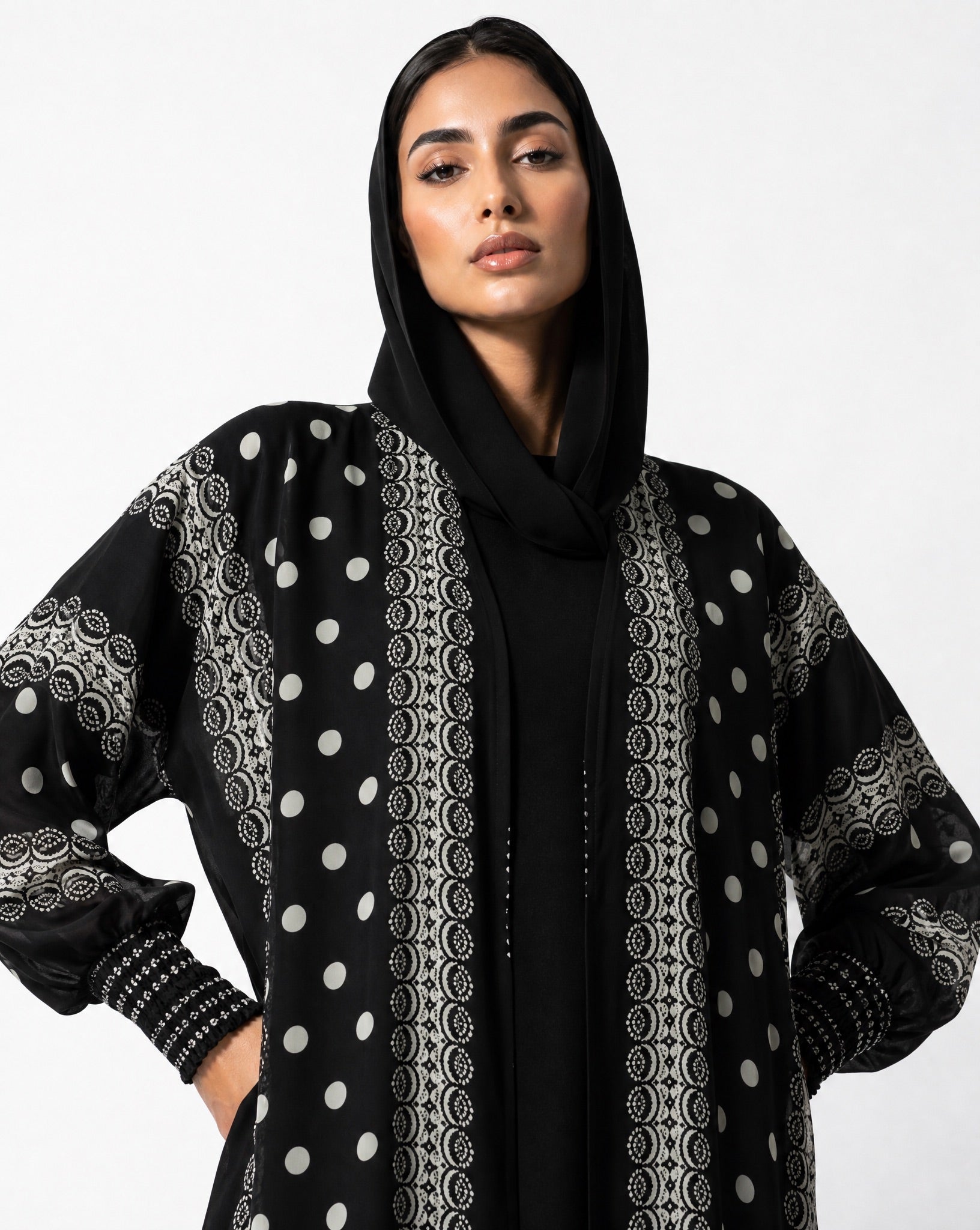 QM2606 – Black Chiffon Abaya - QATARIA ABAYA - MIRA Y MANO