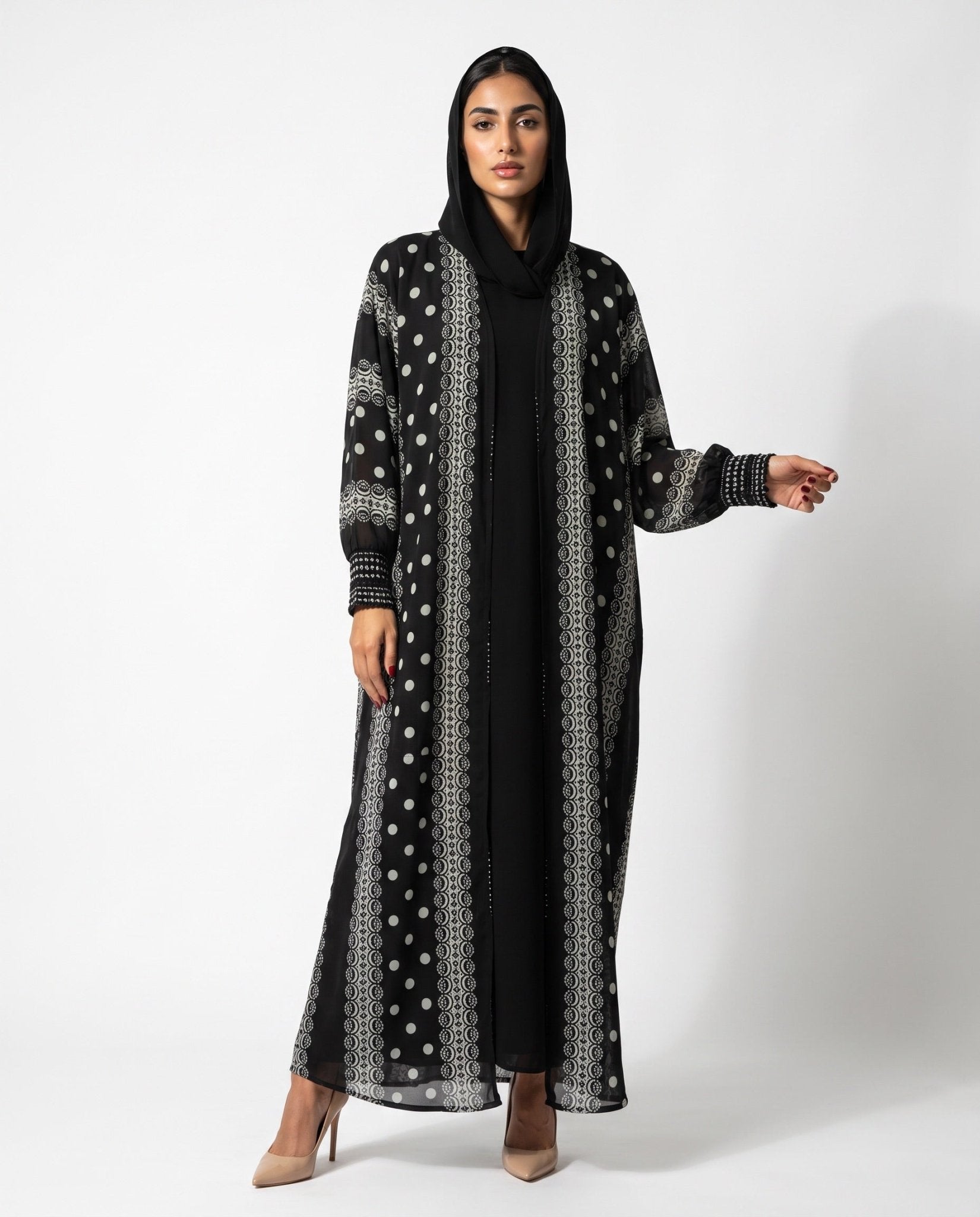 QM2606 – Black Chiffon Abaya - QATARIA ABAYA - MIRA Y MANO