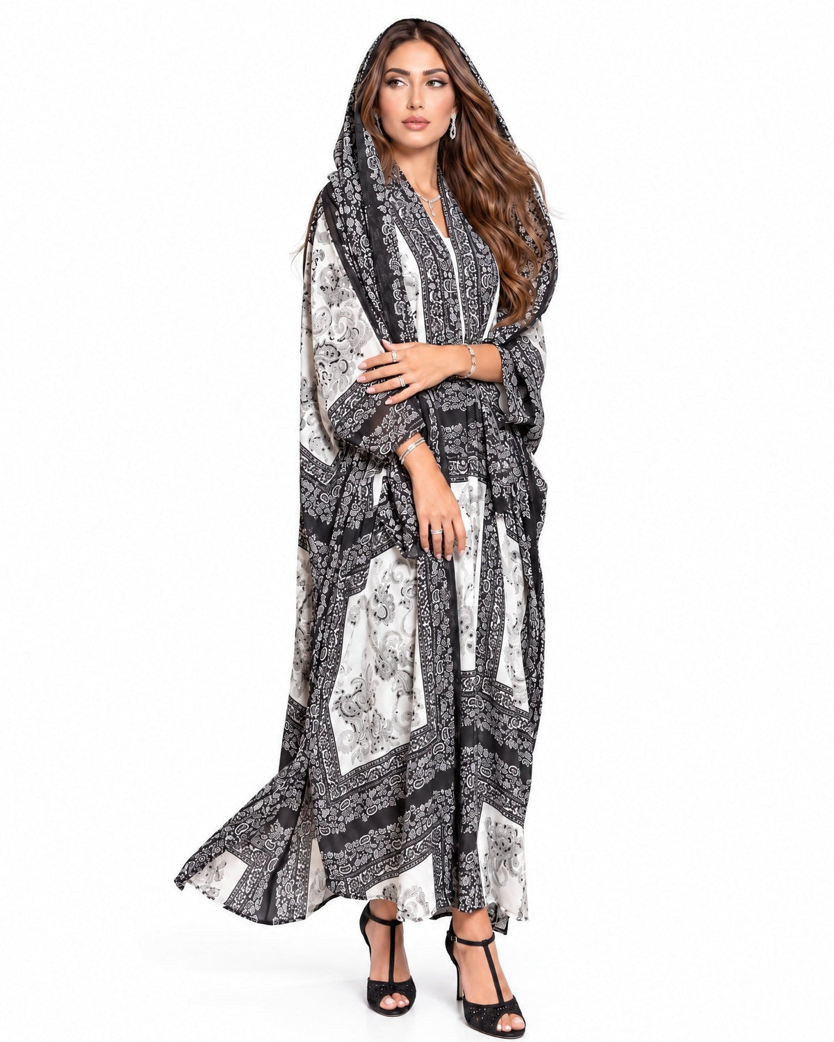 QTR QM02 - Black Chiffon Abaya - QATARIA ABAYA - MIRA Y MANO